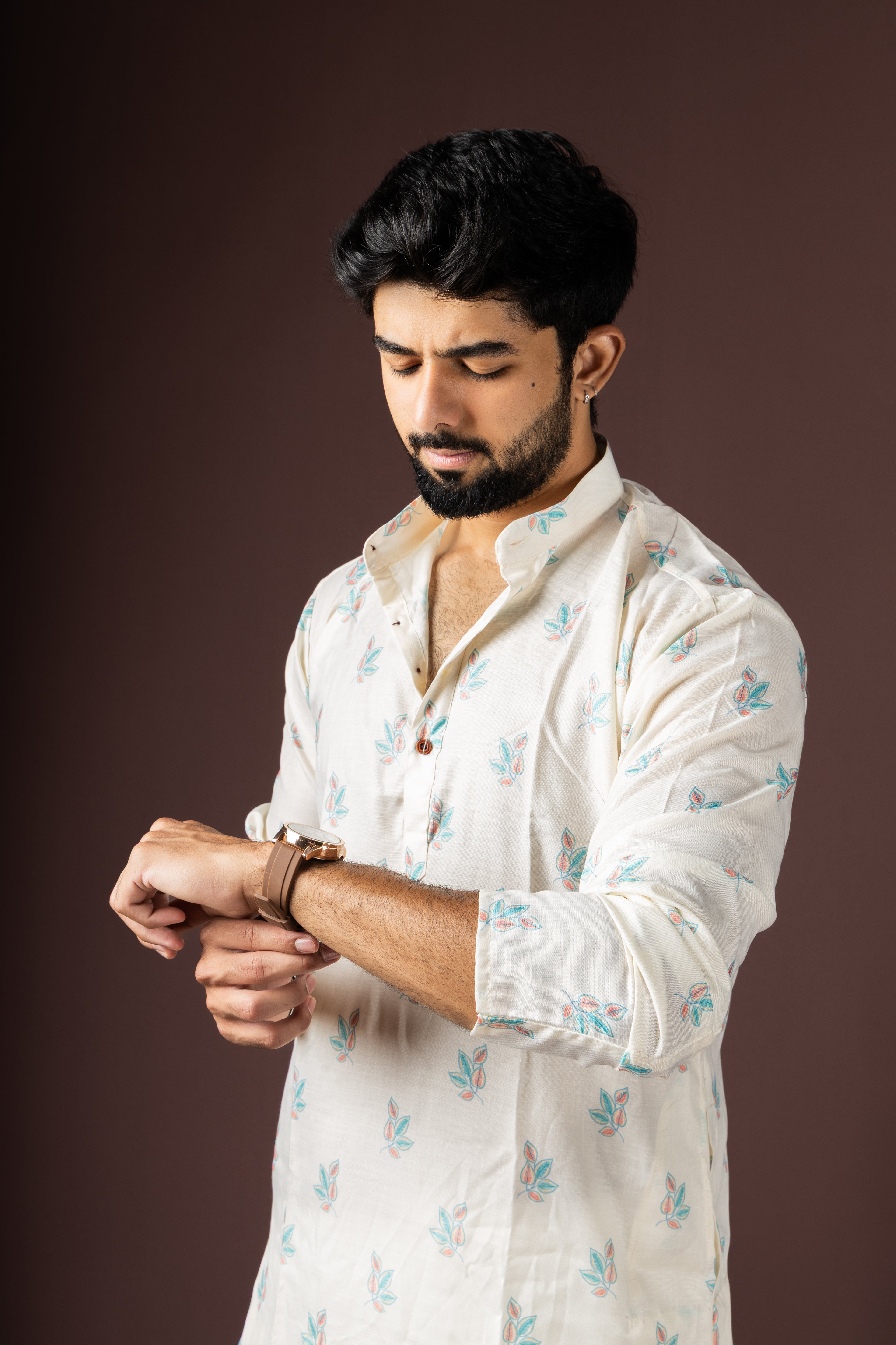 White Blended Cotton Weaved Kurta Set | Elegant Traditional Attire