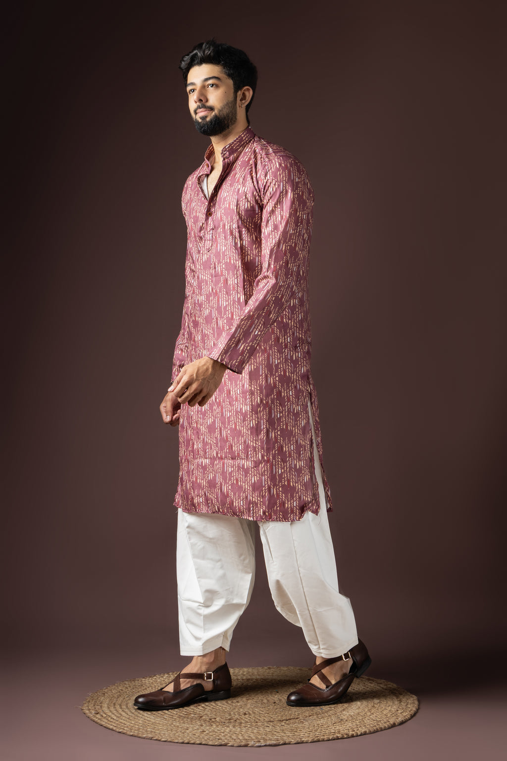 White Blended Cotton Weaved Kurta Set | Pure Festive Elegance