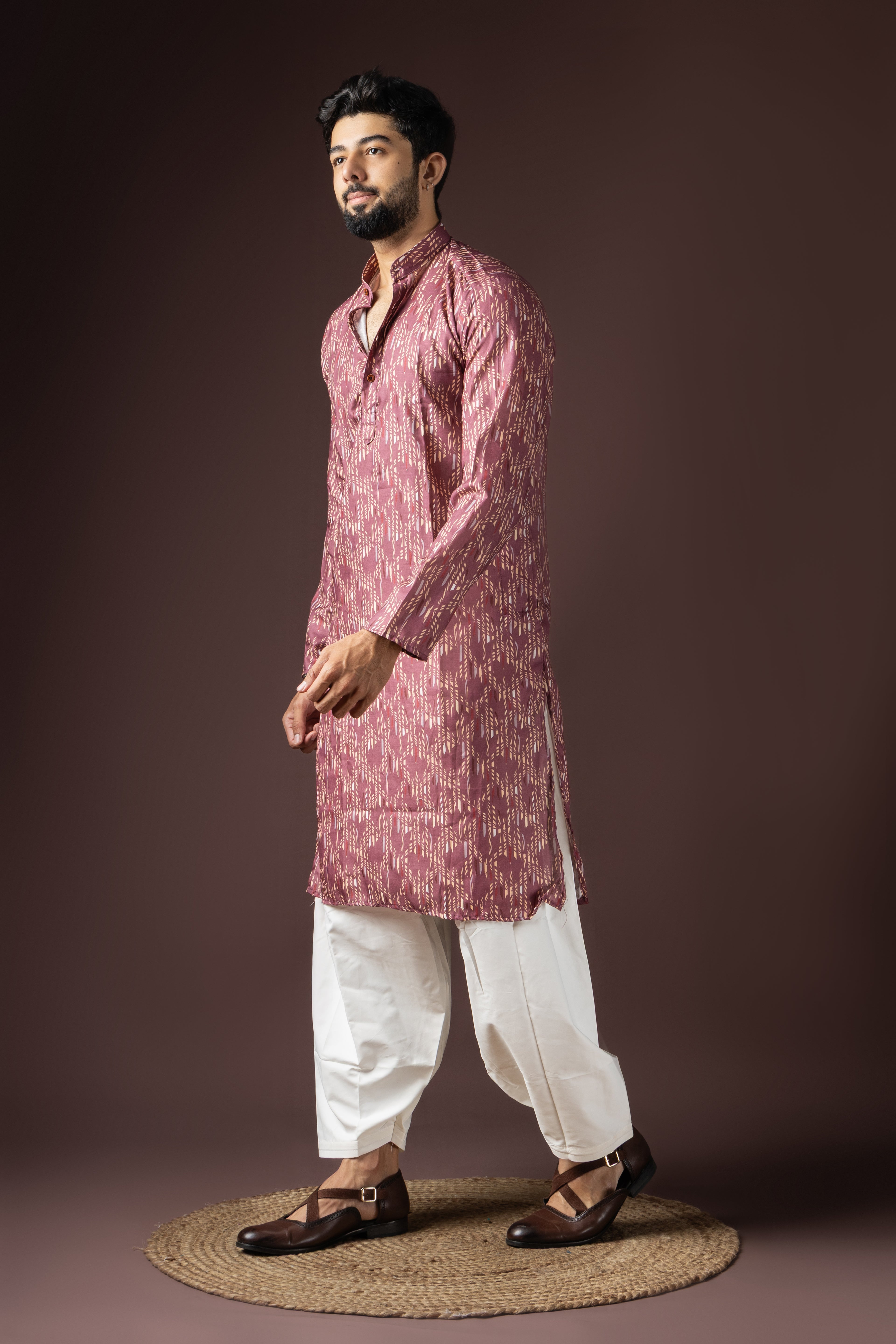White Blended Cotton Weaved Kurta Set | Pure Festive Elegance