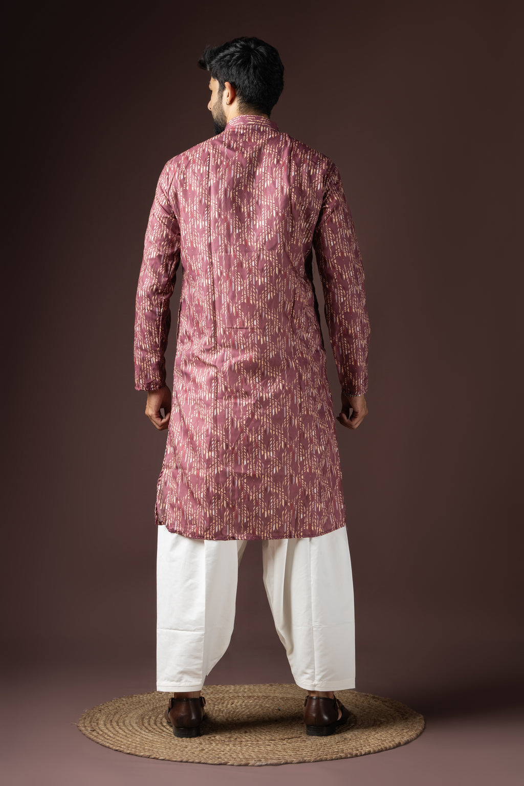 White Blended Cotton Weaved Kurta Set | Pure Festive Elegance