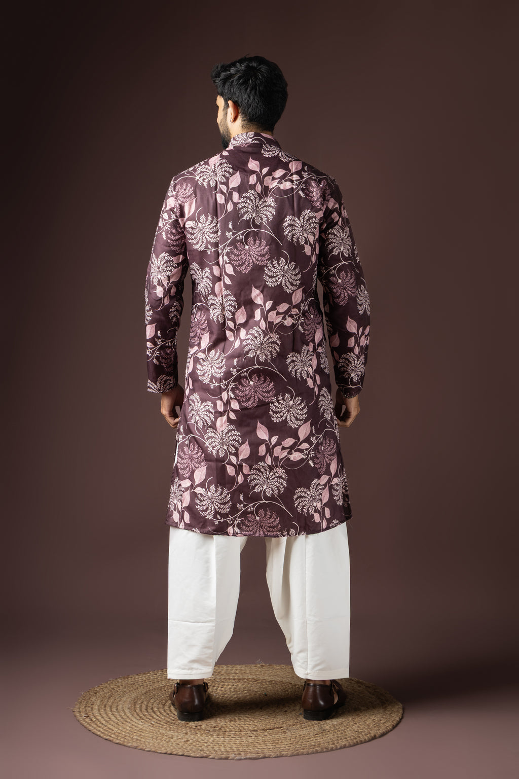 Wine Blended Cotton Weaved Kurta Set | Majestic Festive Ensemble