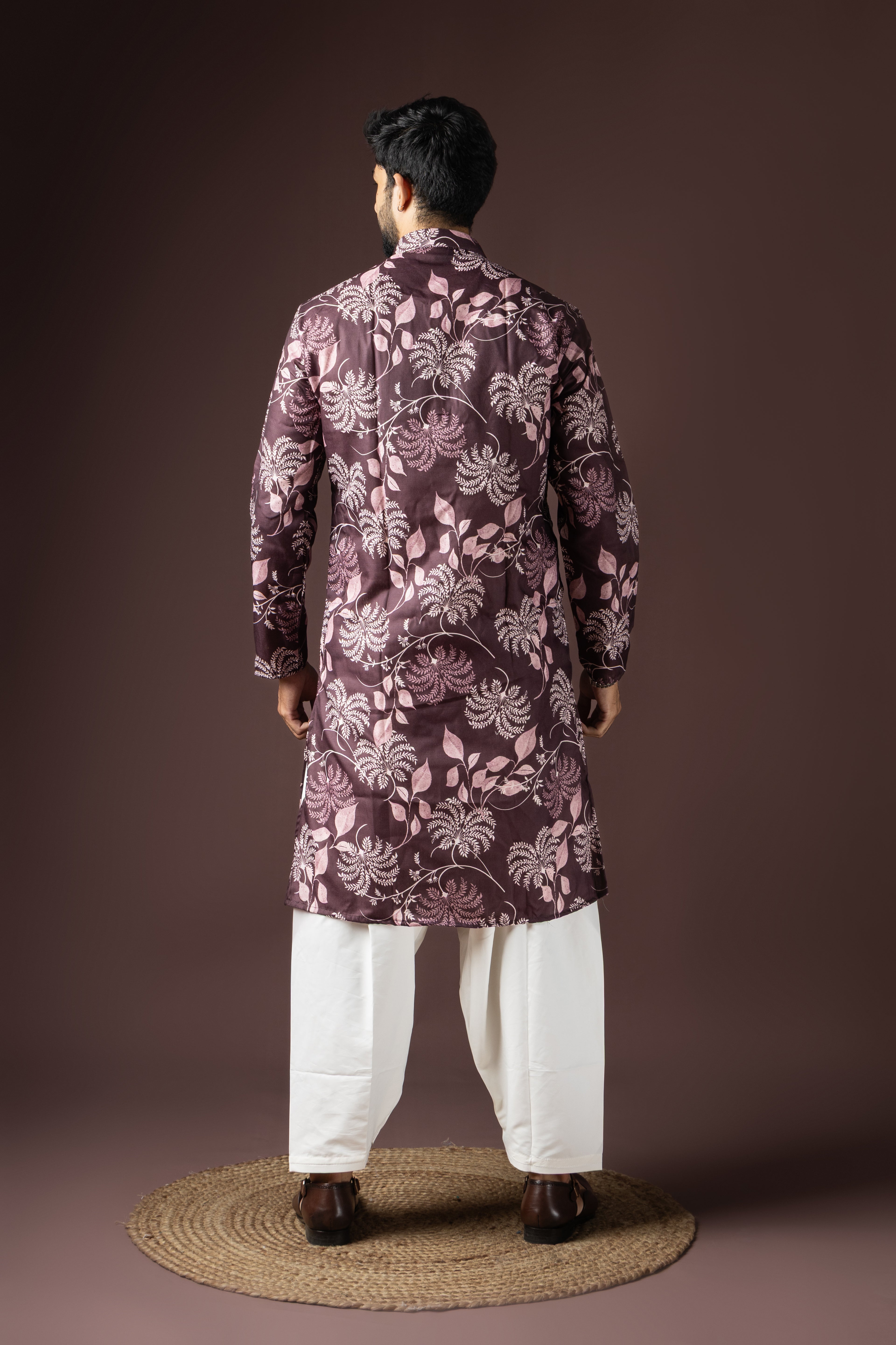 Wine Blended Cotton Weaved Kurta Set | Majestic Festive Ensemble