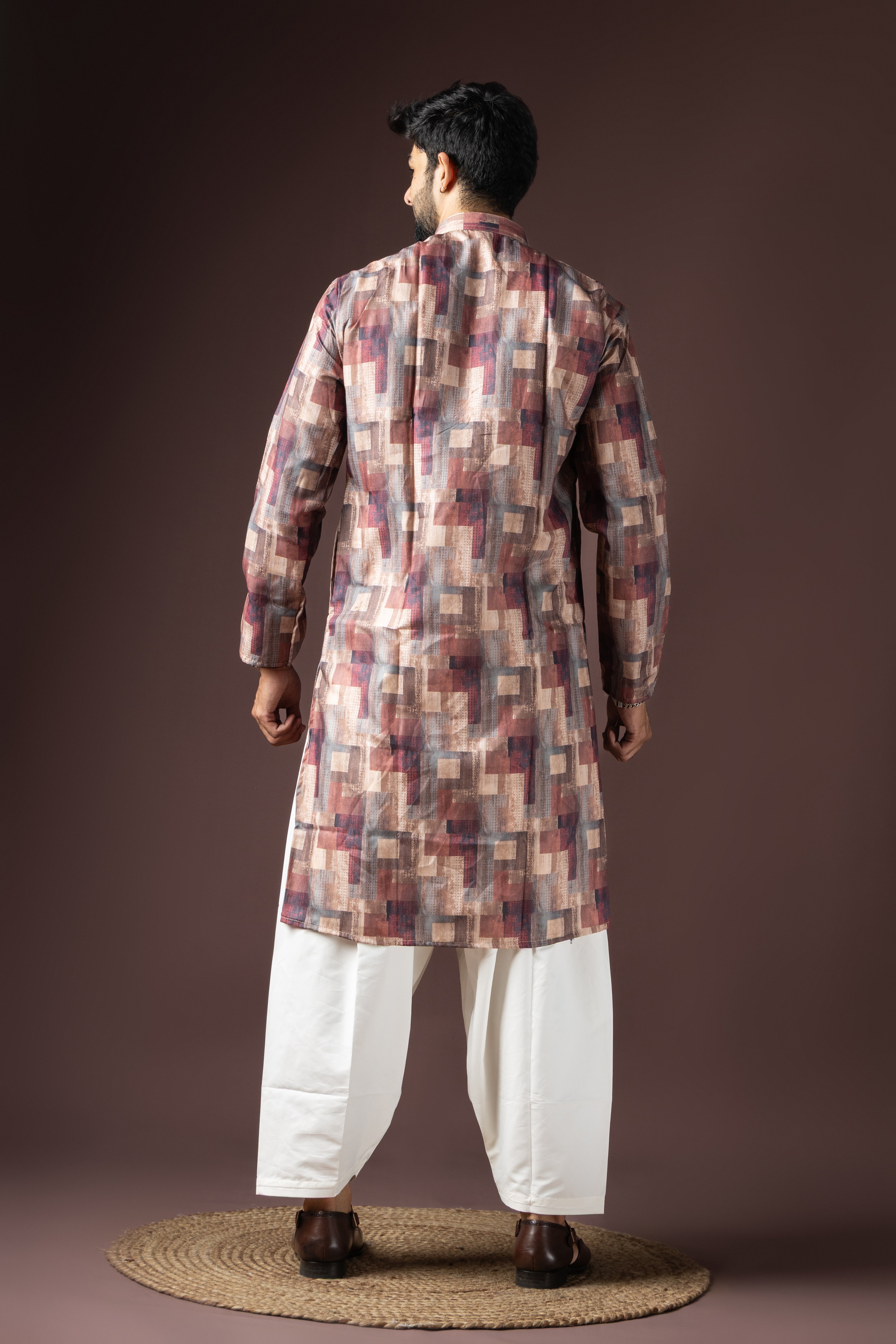 Dark Maroon Blended Cotton Weaved Kurta Set | Intense Traditional Wear