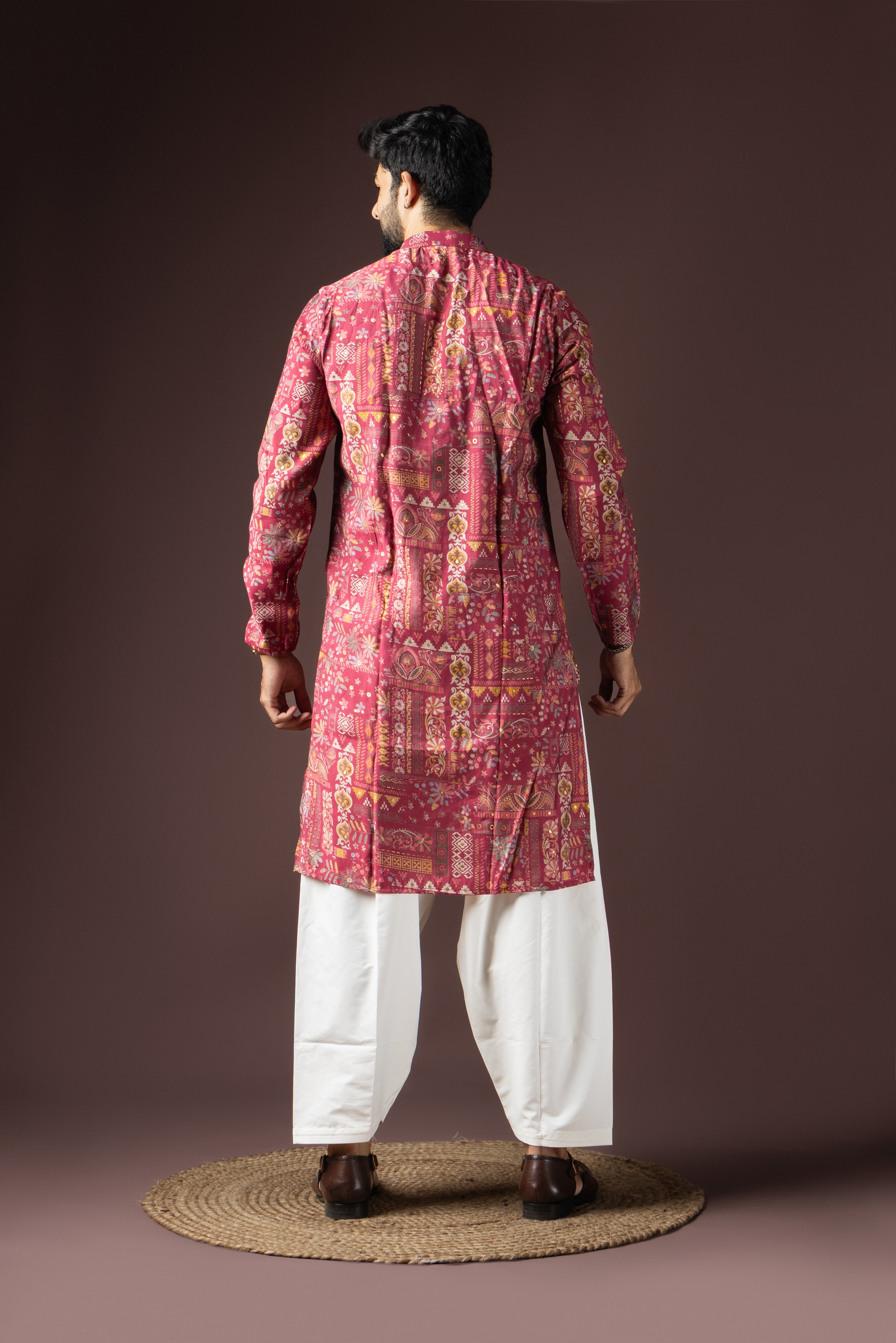 Magenta Modal Silk Weaved Kurta Set | Luxurious Festive Attire