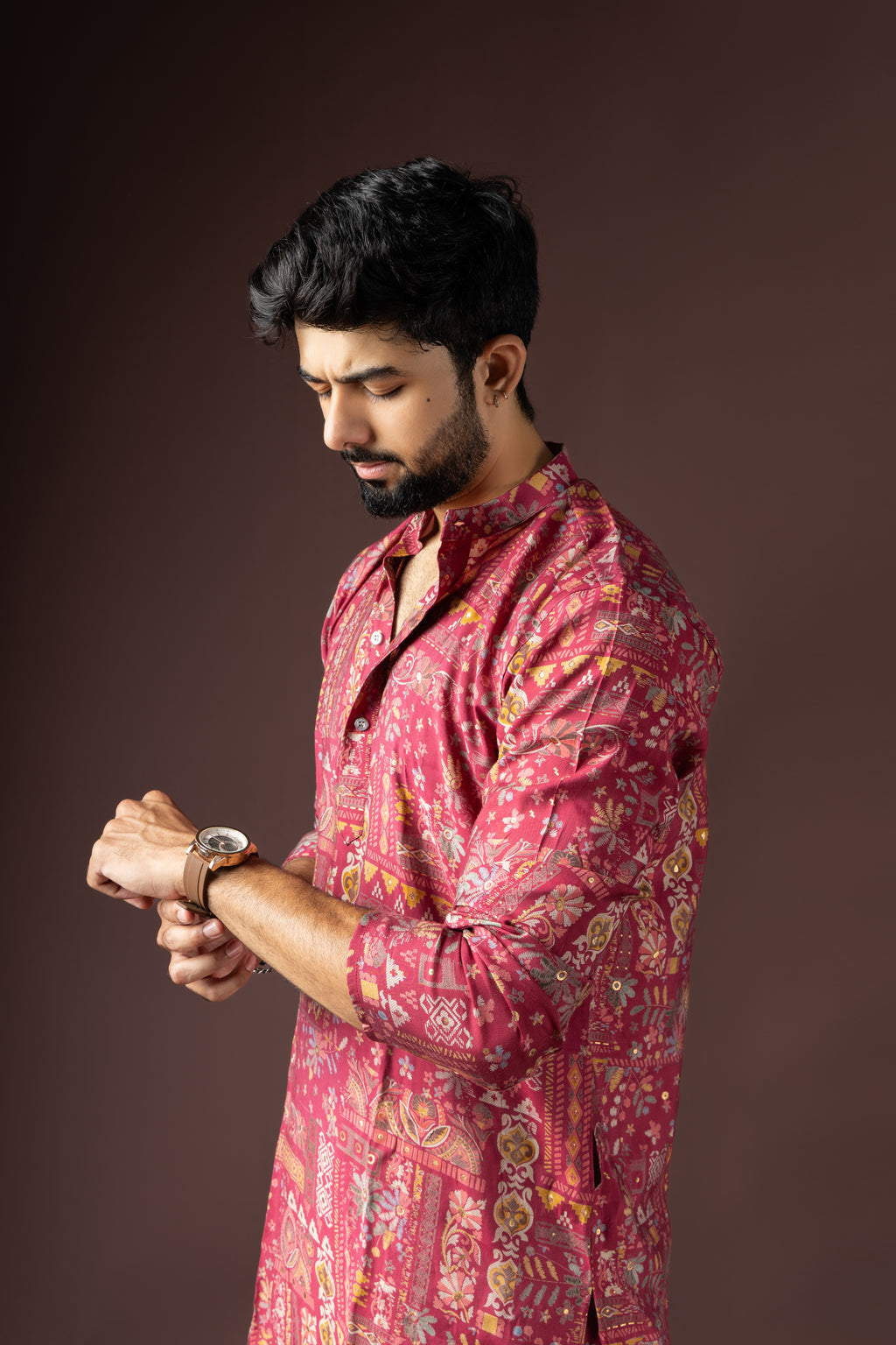 Magenta Modal Silk Weaved Kurta Set | Luxurious Festive Attire