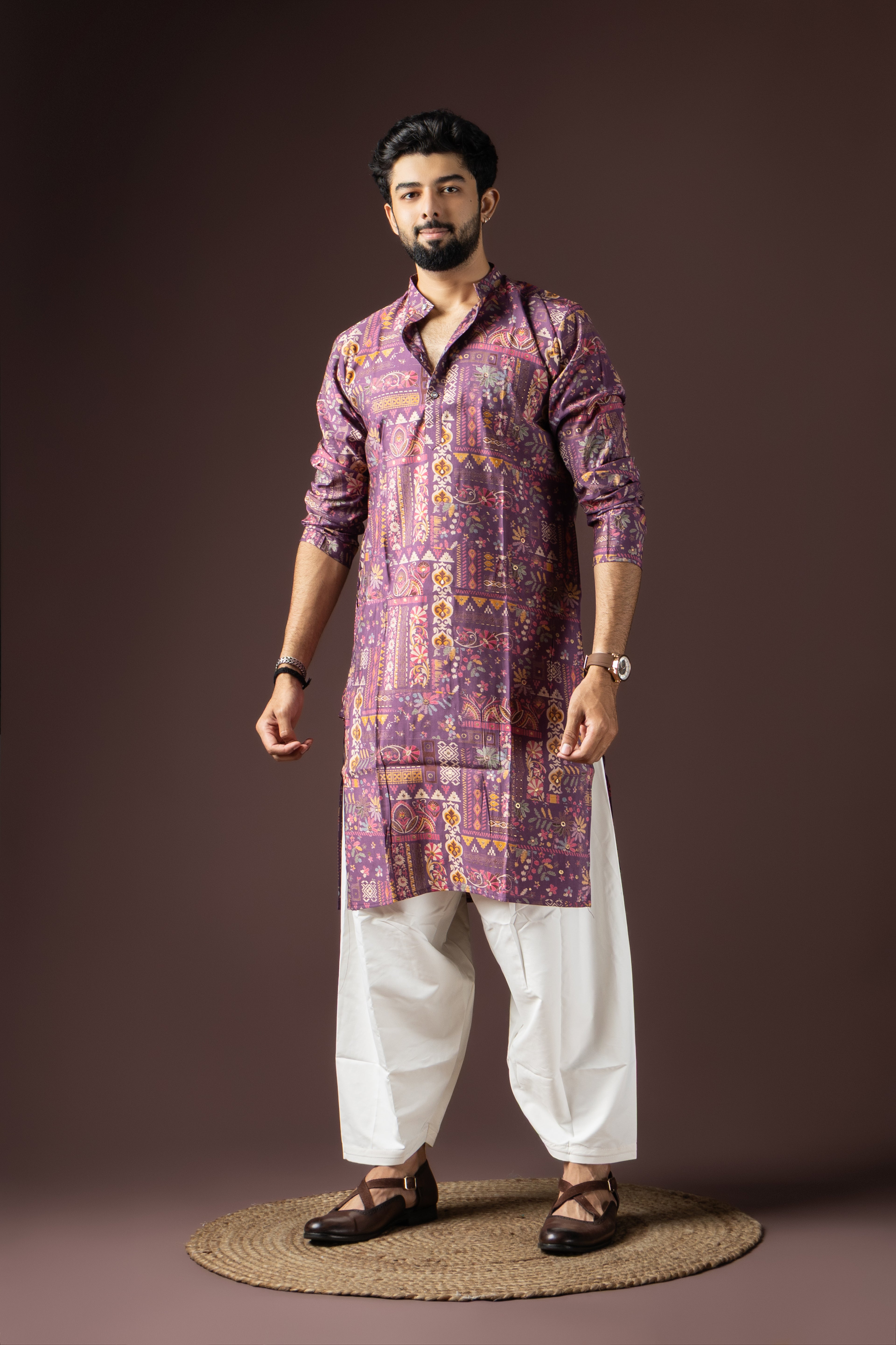 Purple Modal Silk Weaved Kurta Set | Regal Festive Ensemble