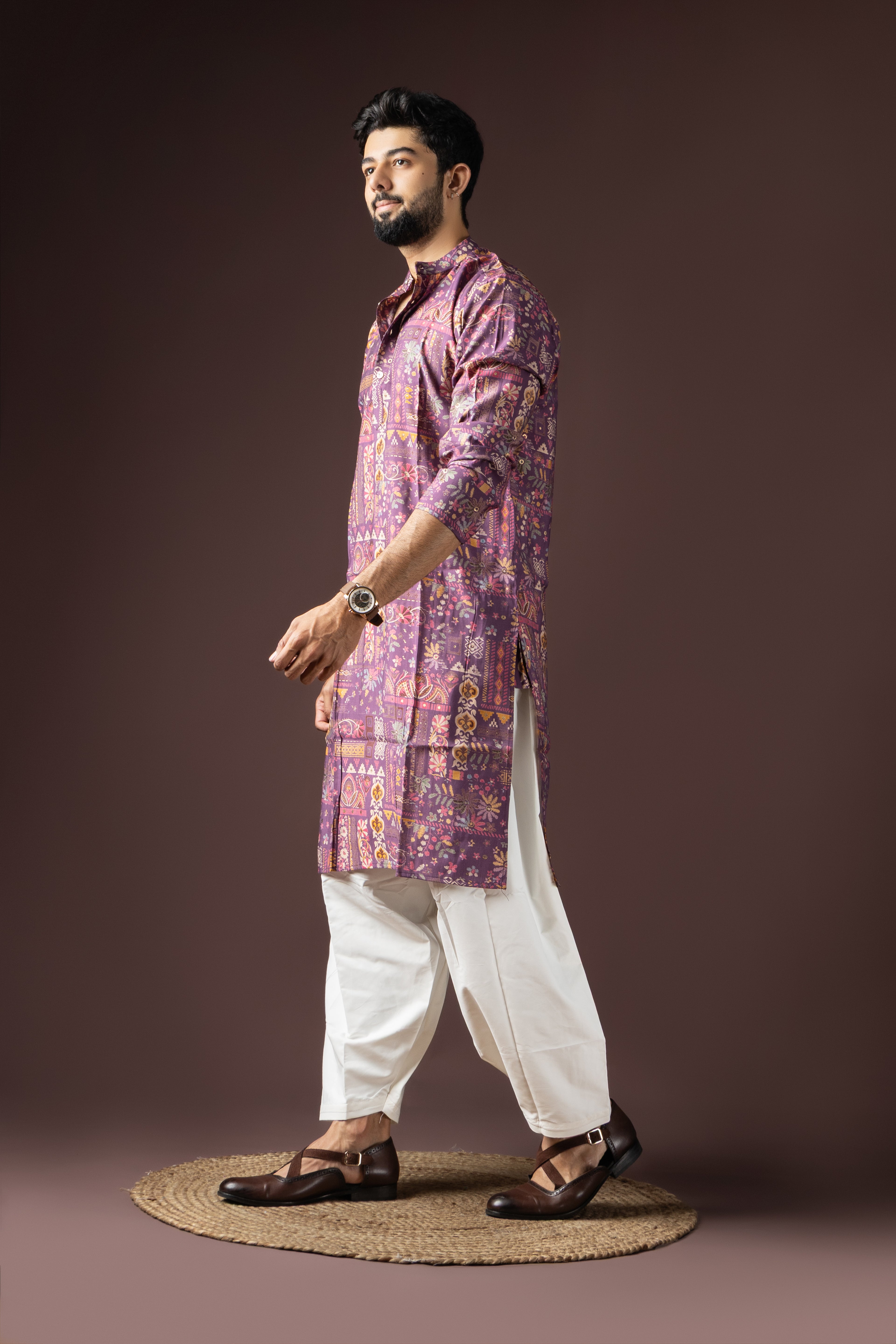Purple Modal Silk Weaved Kurta Set | Regal Festive Ensemble