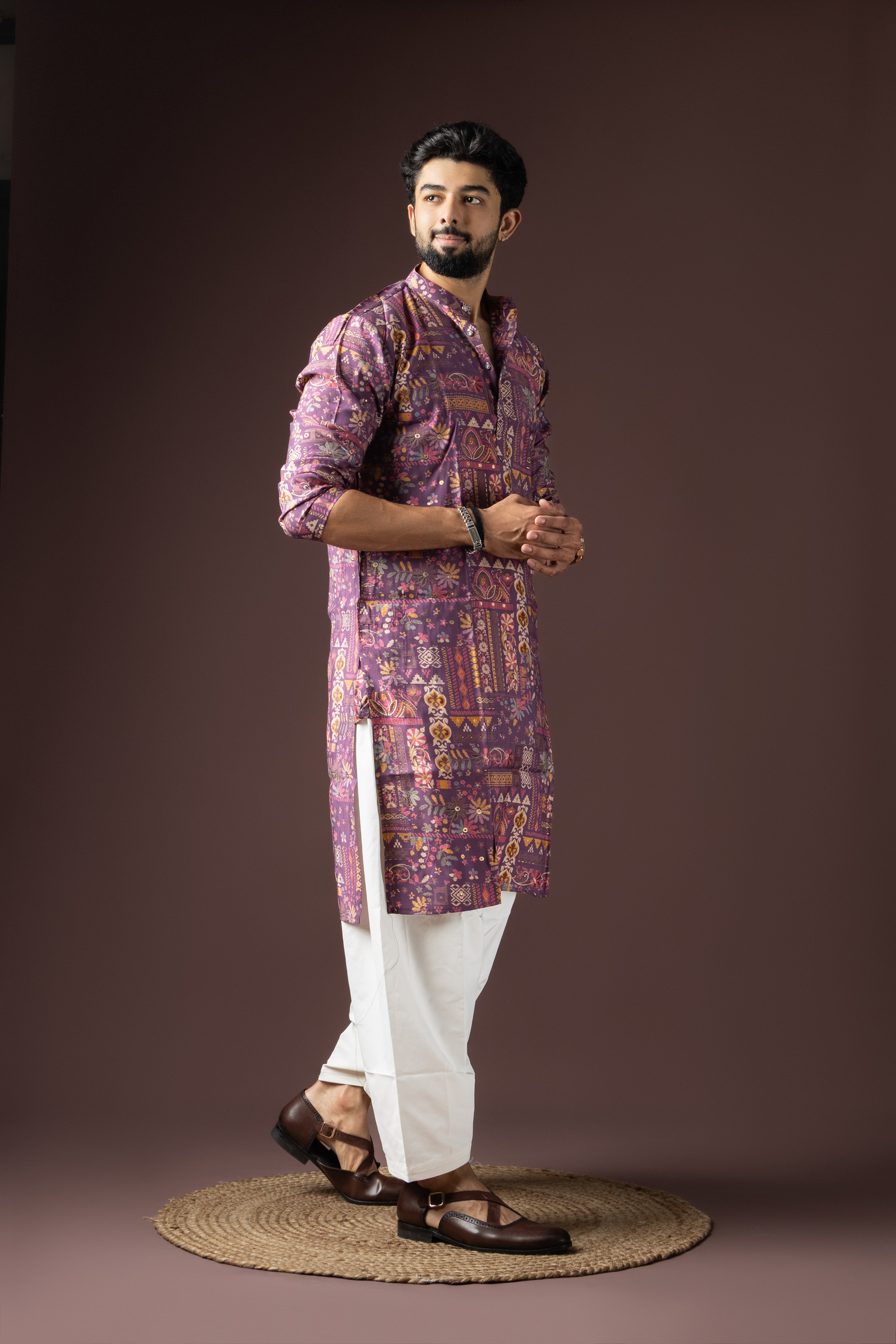 Purple Modal Silk Weaved Kurta Set | Regal Festive Ensemble