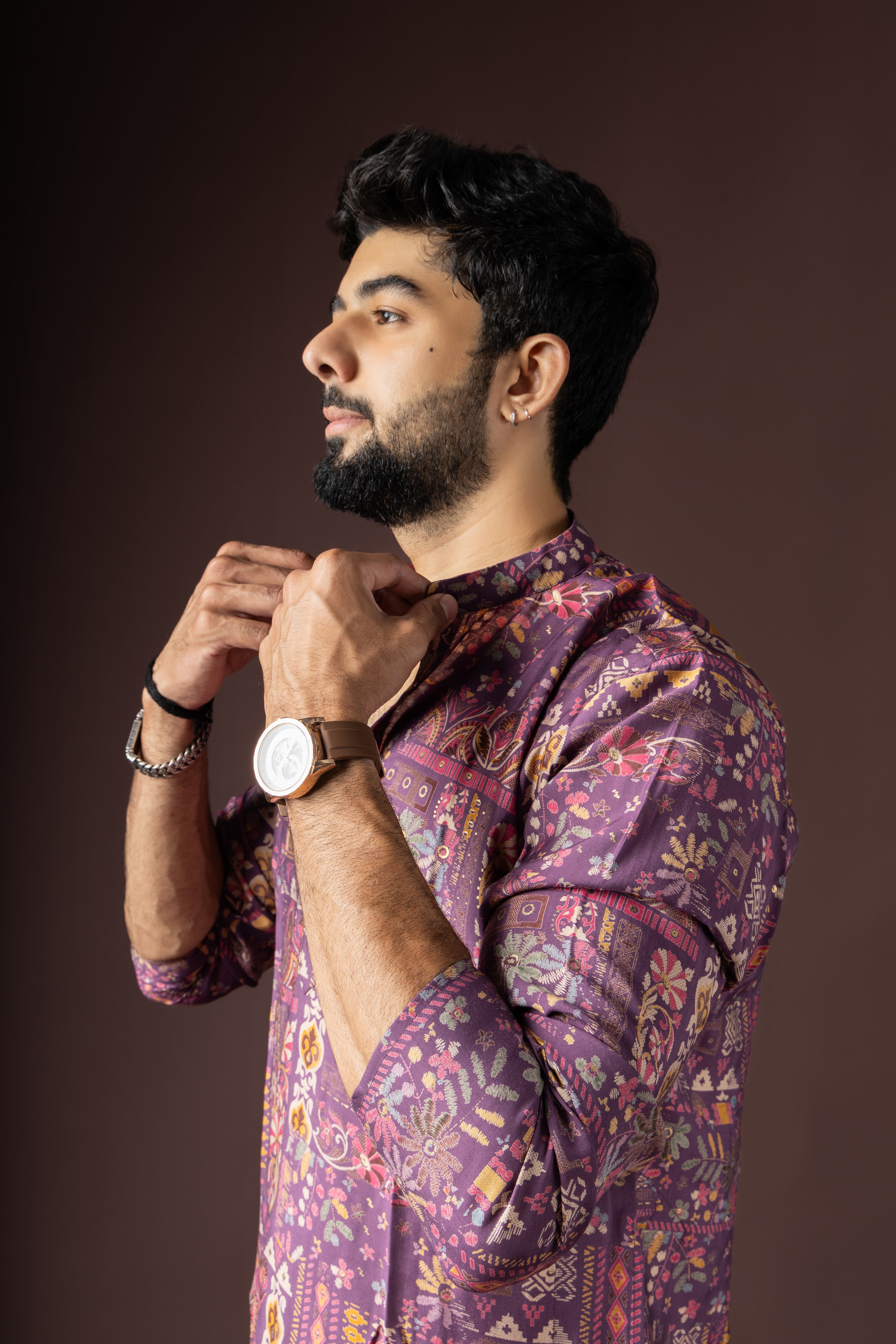 Purple Modal Silk Weaved Kurta Set | Regal Festive Ensemble
