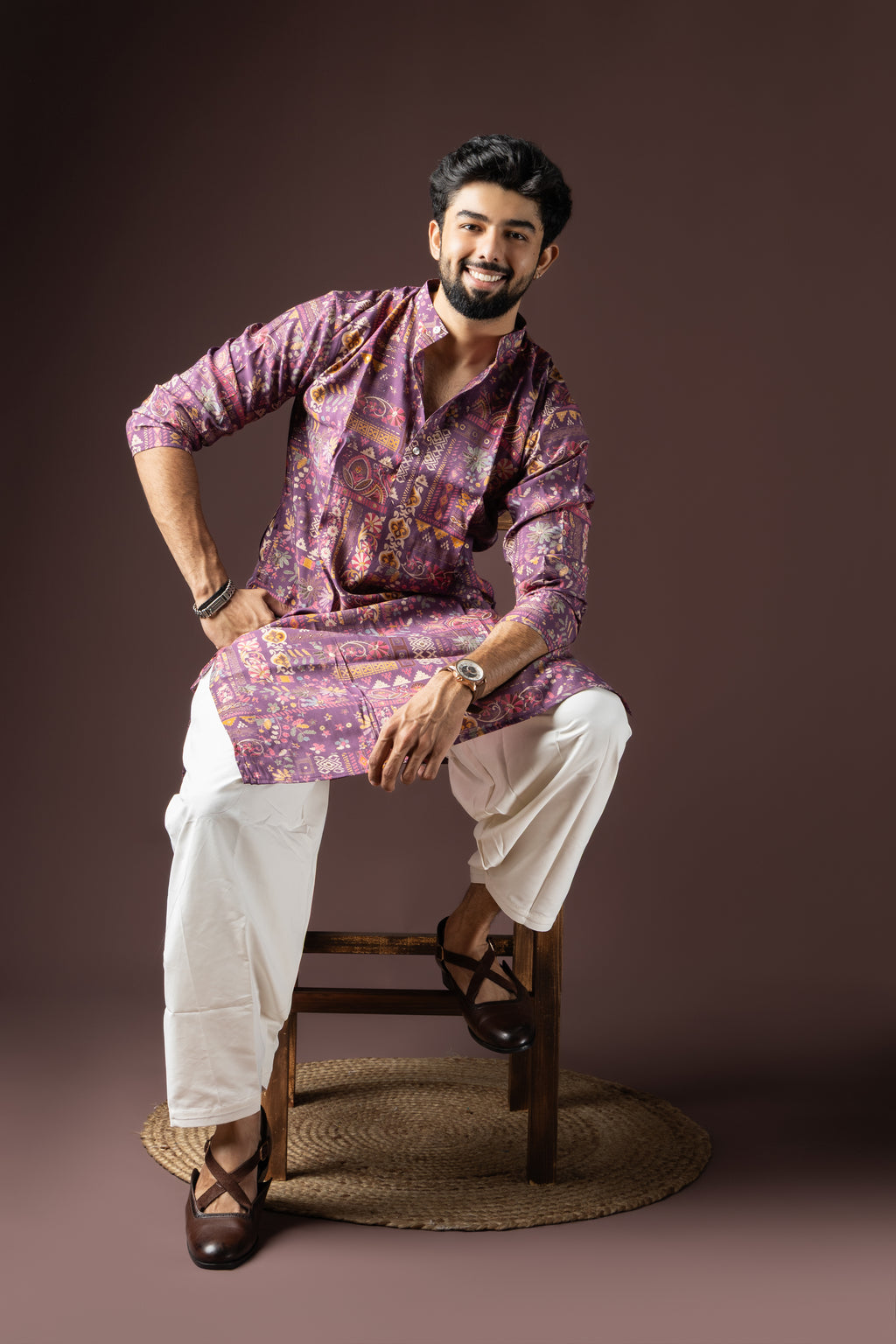 Purple Modal Silk Weaved Kurta Set | Regal Festive Ensemble