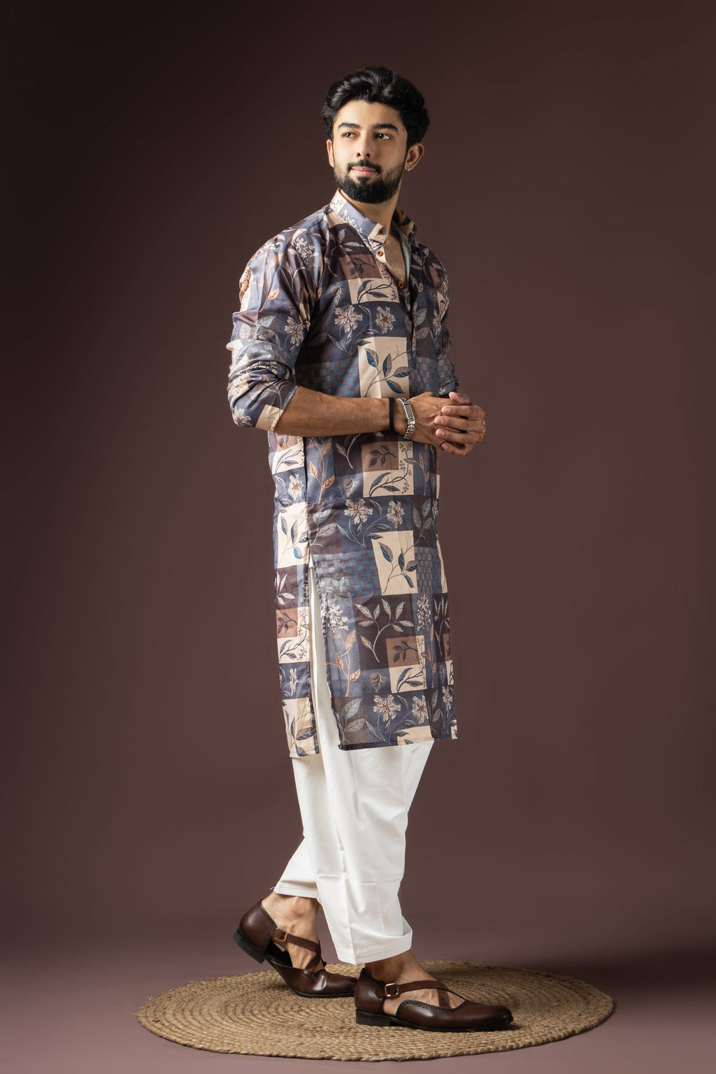 Multi Color Blended Cotton Weaved Kurta Set | Festive Celebration Wear