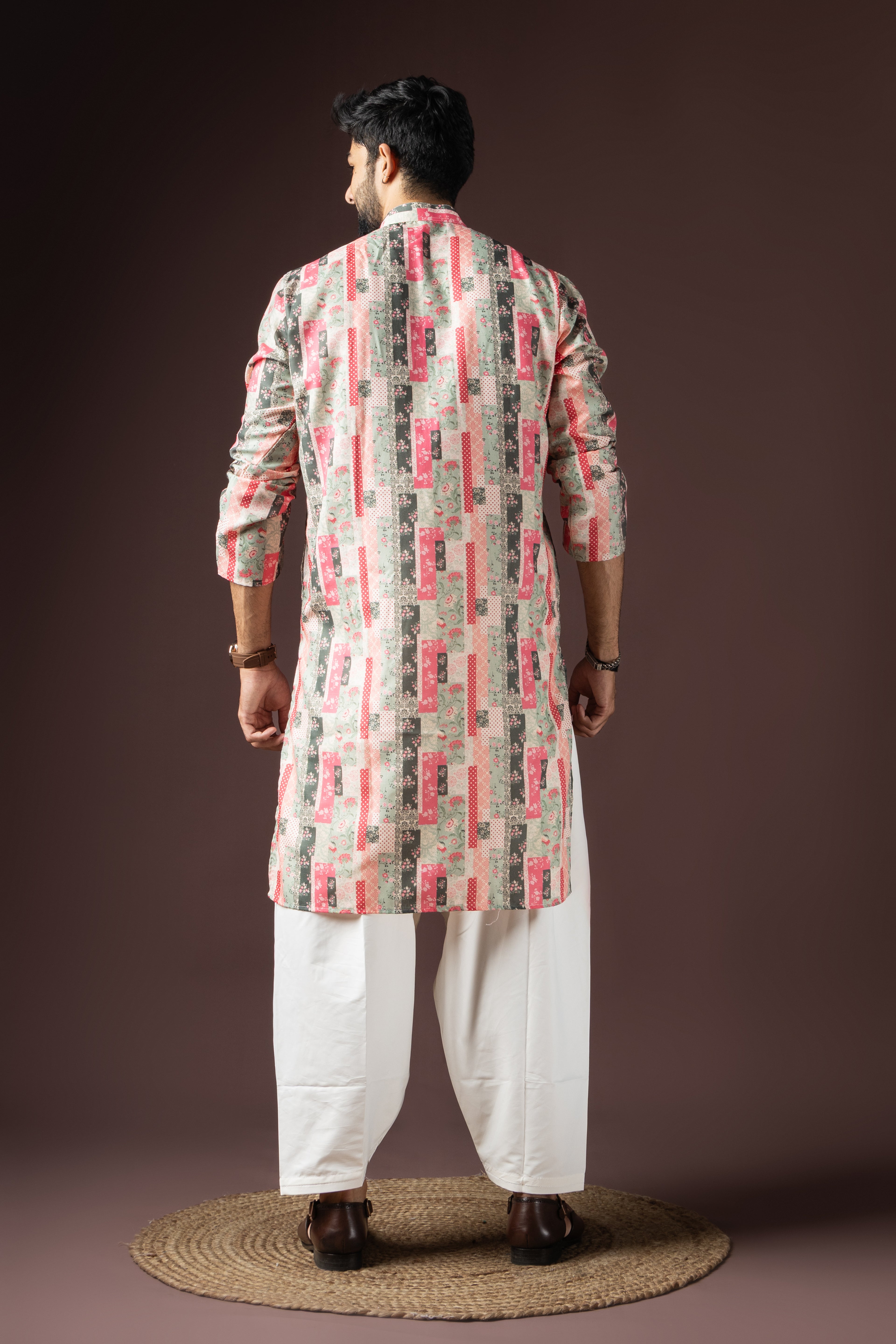 Multi Color Blended Cotton Weaved Kurta Set | Festive Rainbow Ensemble