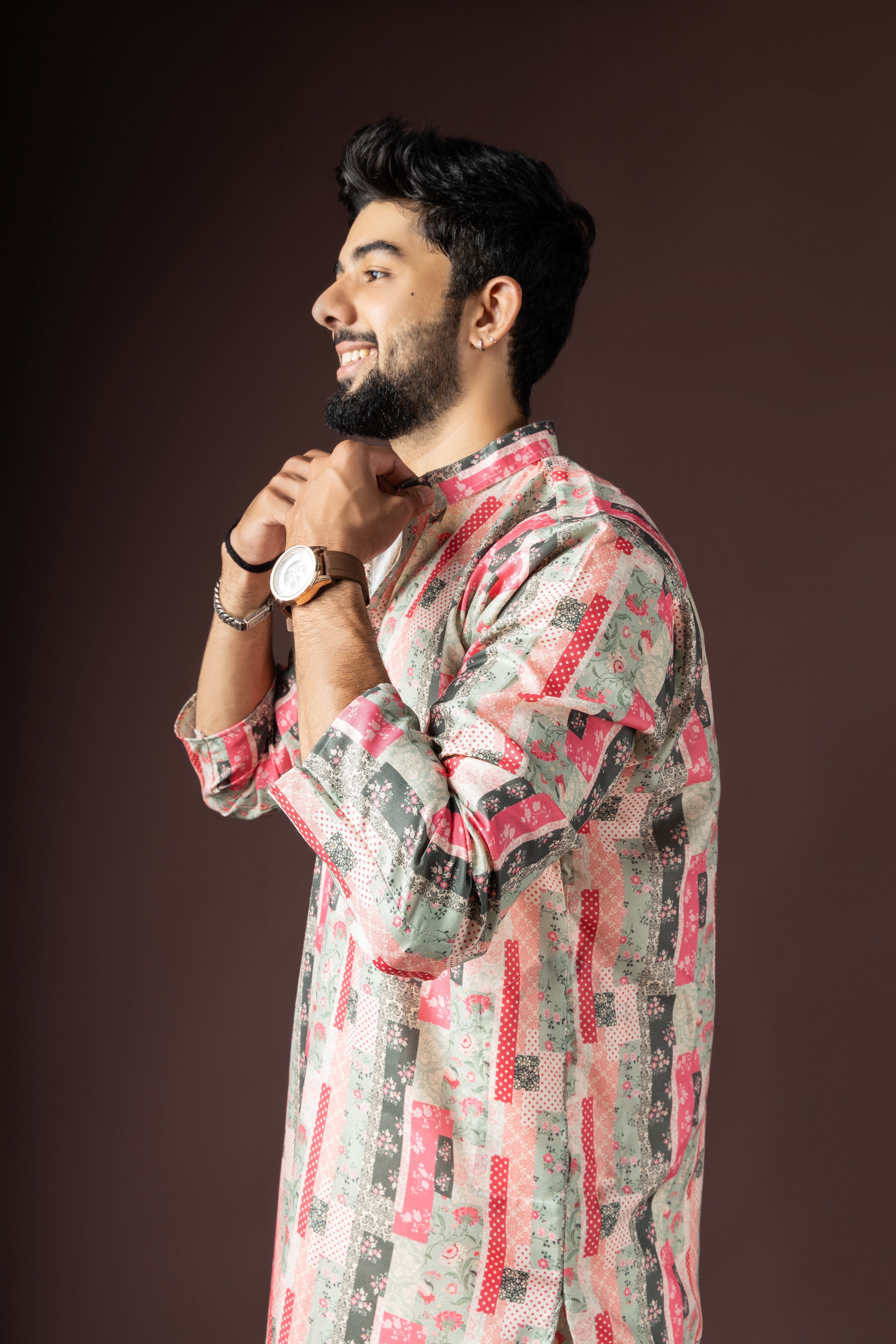 Multi Color Blended Cotton Weaved Kurta Set | Festive Rainbow Ensemble