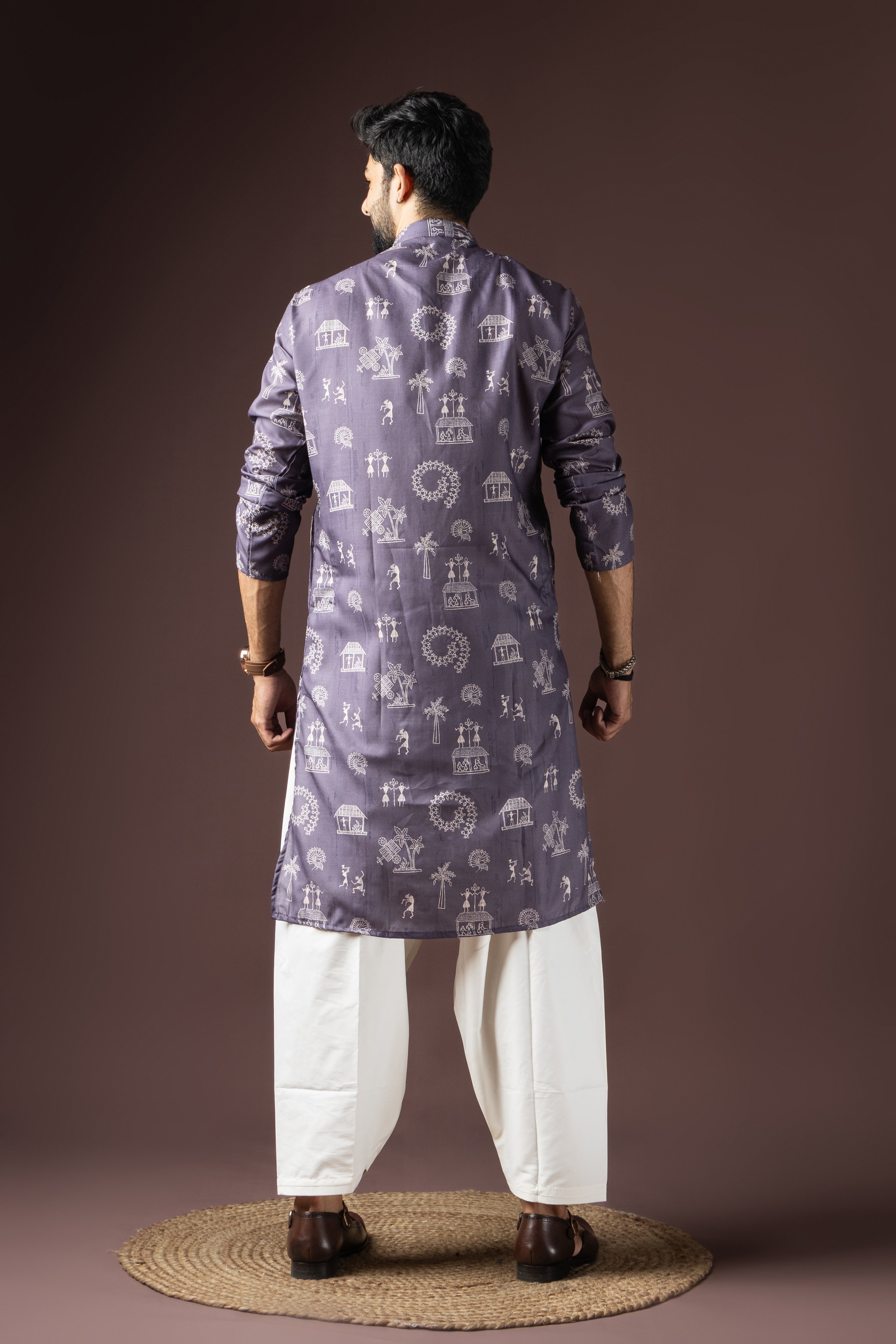Dark Purple Blended Cotton Kurta Set | Mystical Festive Wear