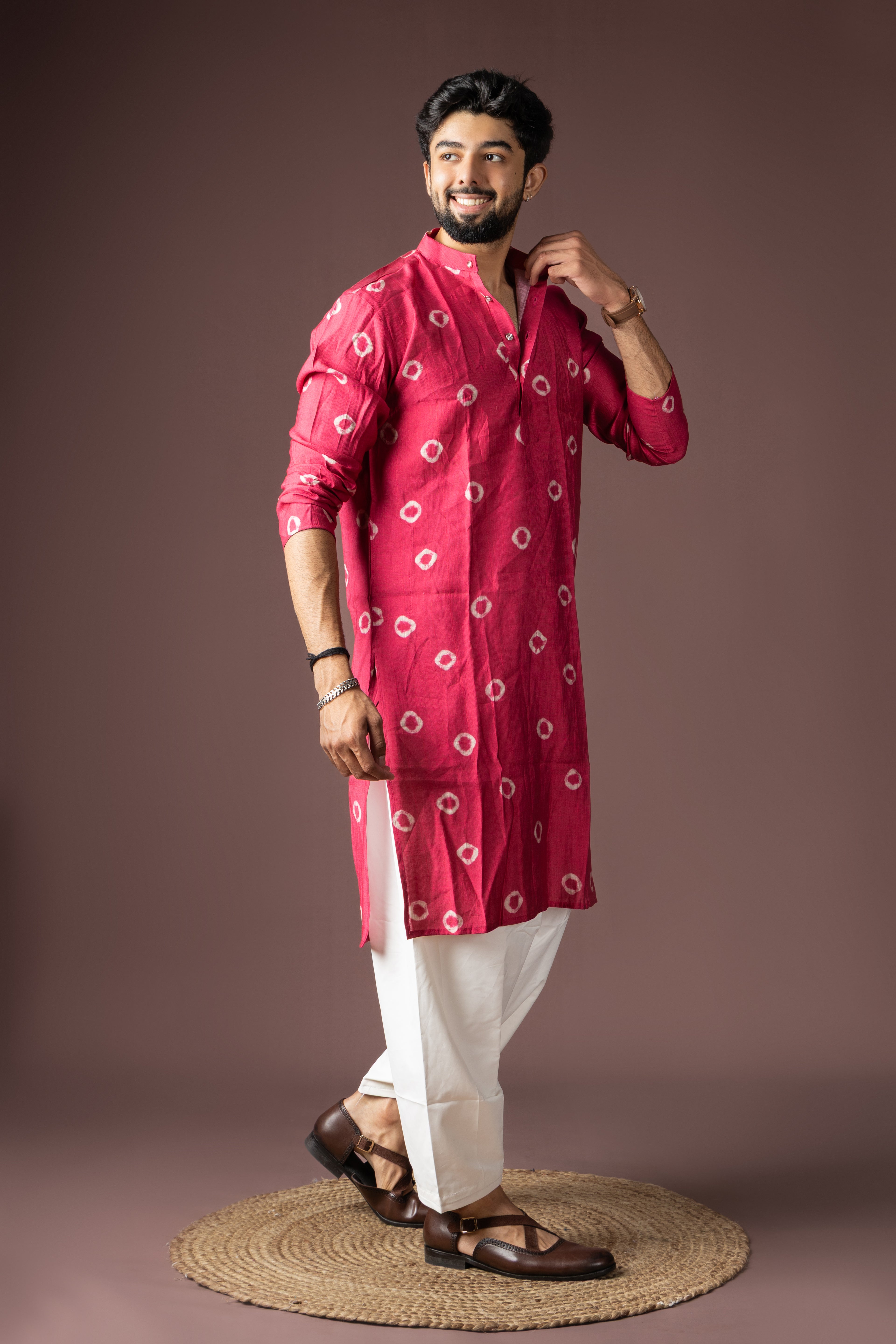 Fuchsia Viscose Kurta Set | Bold Festive Ensemble