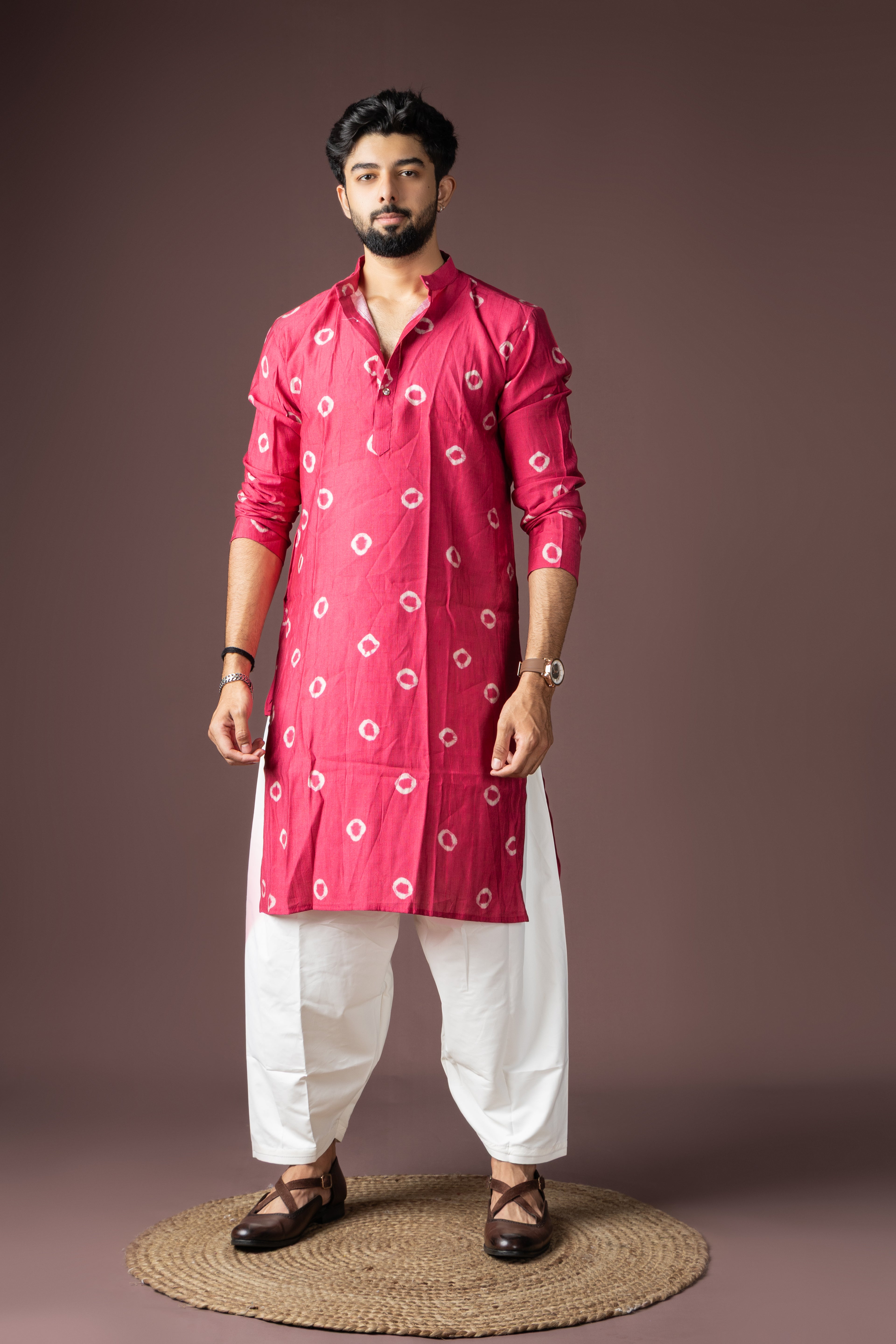 Fuchsia Viscose Kurta Set | Bold Festive Ensemble