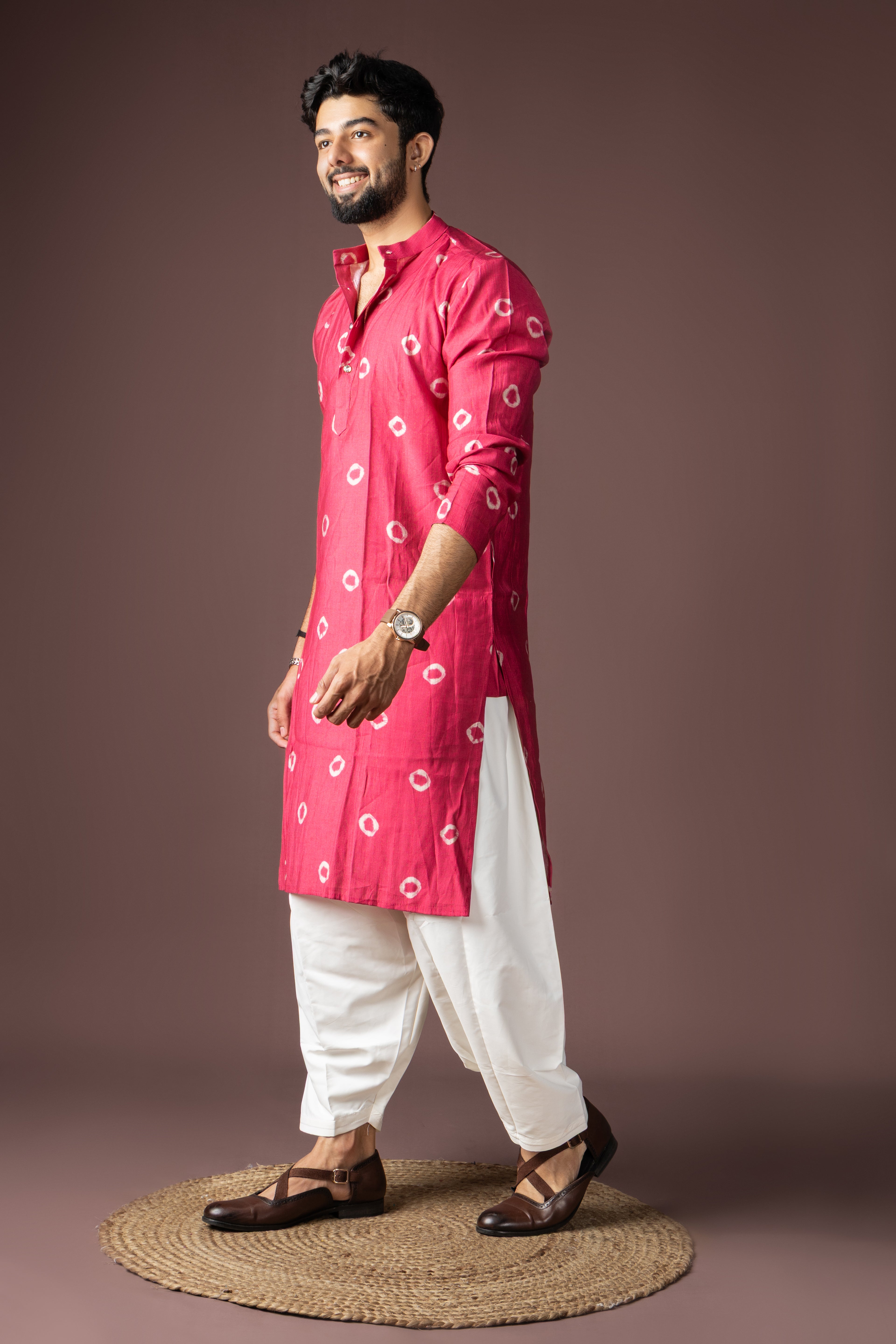 Fuchsia Viscose Kurta Set | Bold Festive Ensemble