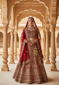 Classic Red Velvet Lehenga Choli | Traditional Cord Embroidery with Bead and Stone Work