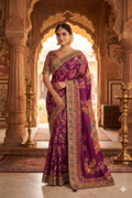 Wine Pure Crepe Silk Aaari Work Traditional Wear Saree