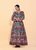 Vibrant Multi-Color Chanderi Silk Gown | Hand-Embroidered Beads & Stones Majesty