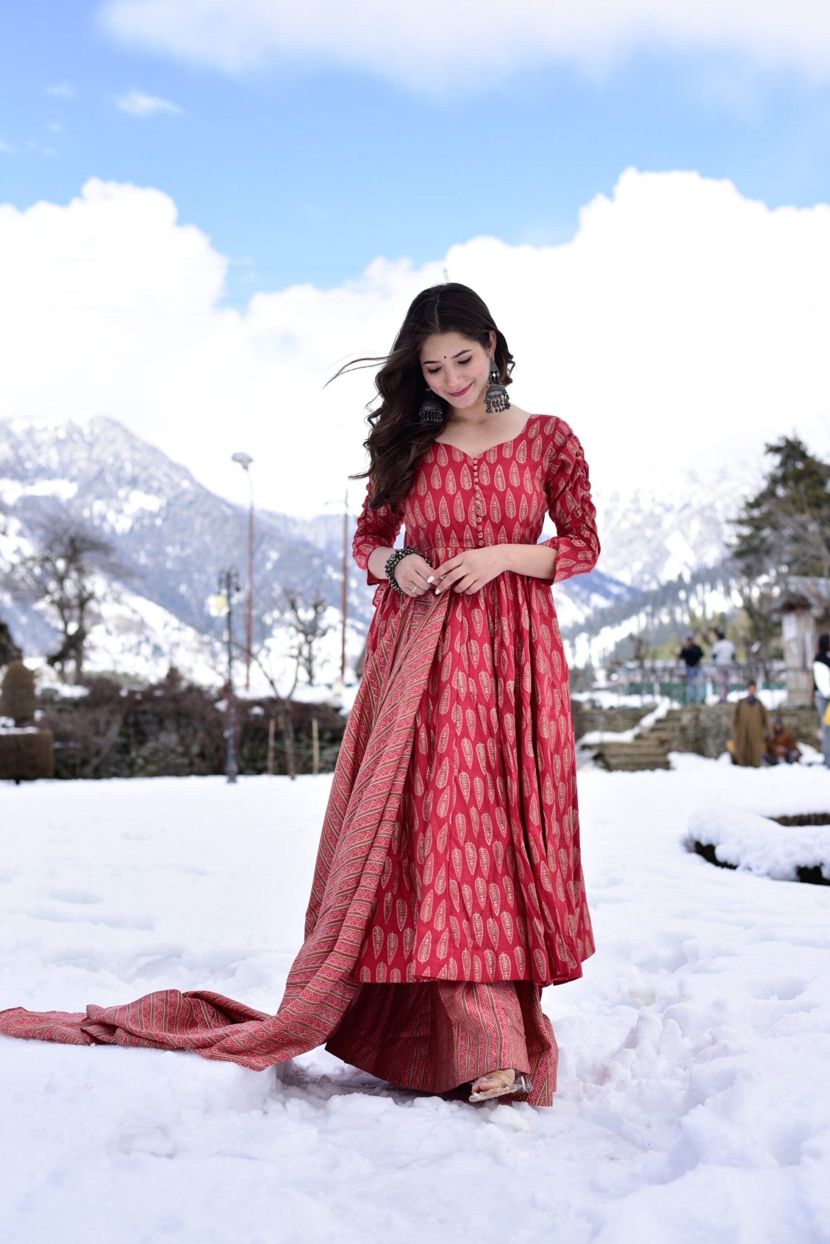 Crimson Radiance Pure Maslin Readymade Suit | Heavy Digital Printed Designer Ensemble