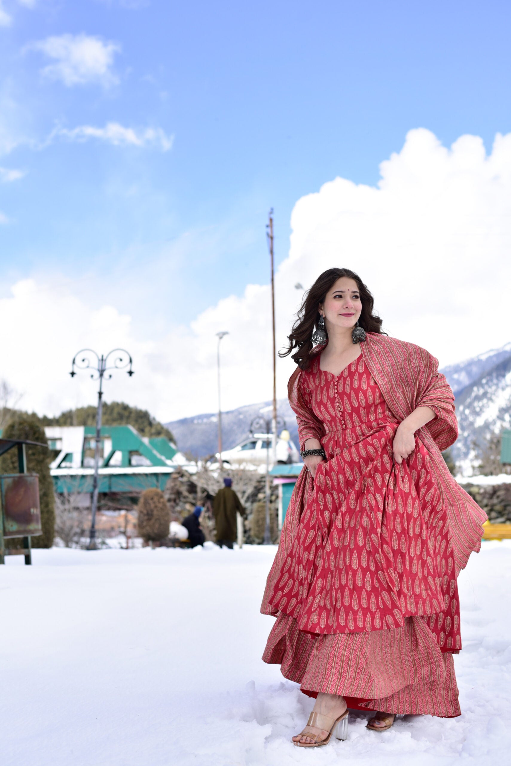 Crimson Radiance Pure Maslin Readymade Suit | Heavy Digital Printed Designer Ensemble