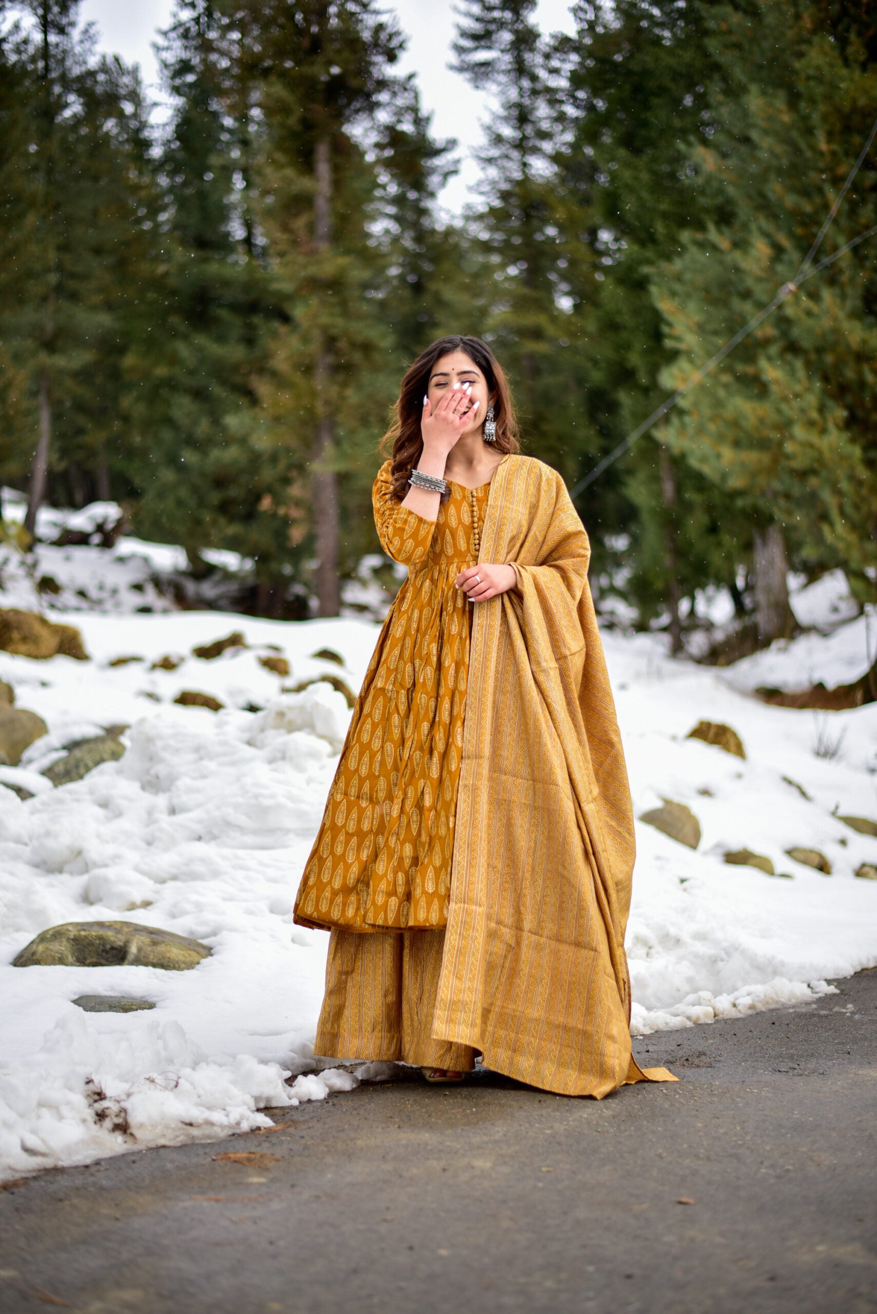 Autumn Glow Pure Maslin Readymade Suit | Heavy Digital Printed Festive Ensemble