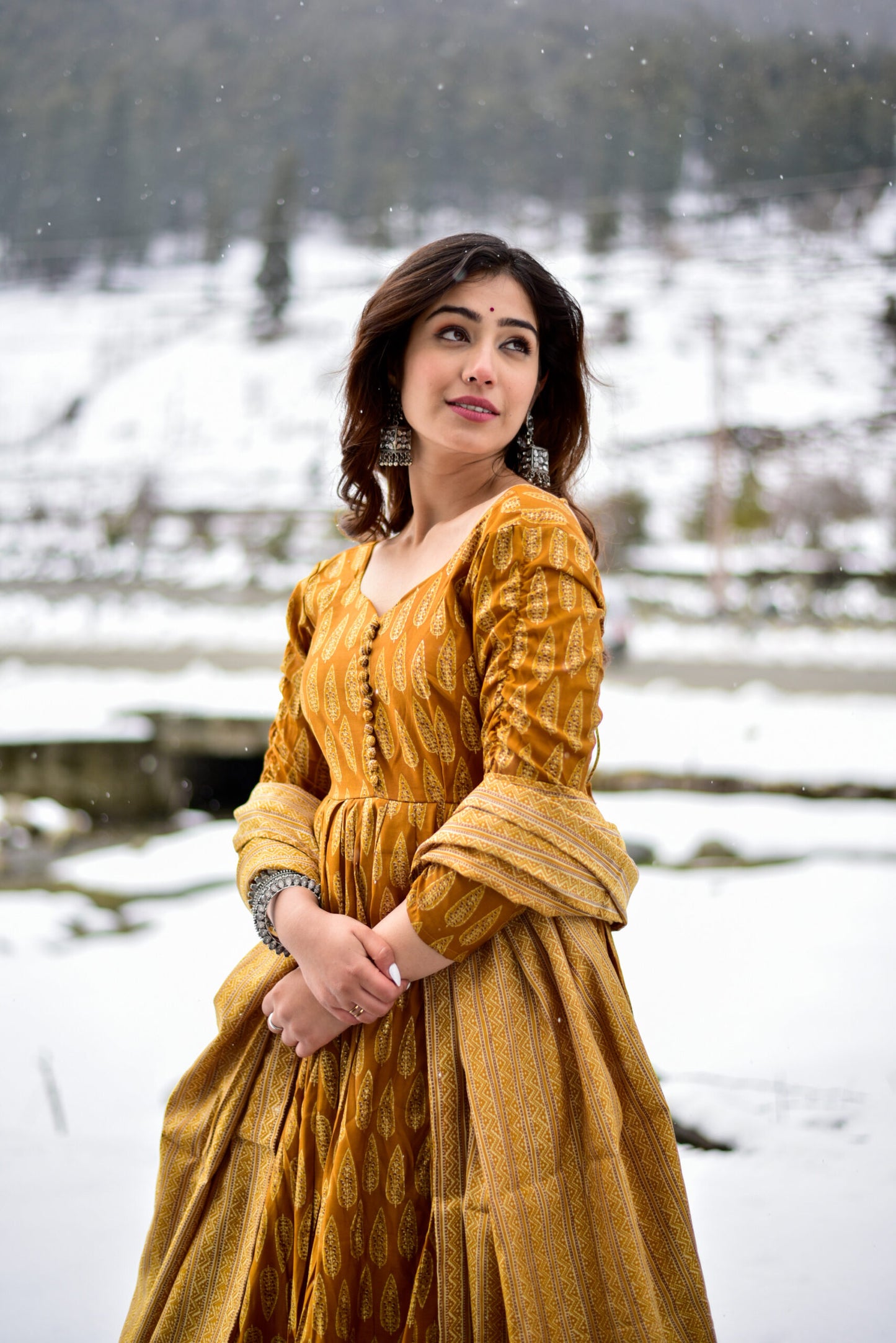 Autumn Glow Pure Maslin Readymade Suit | Heavy Digital Printed Festive Ensemble