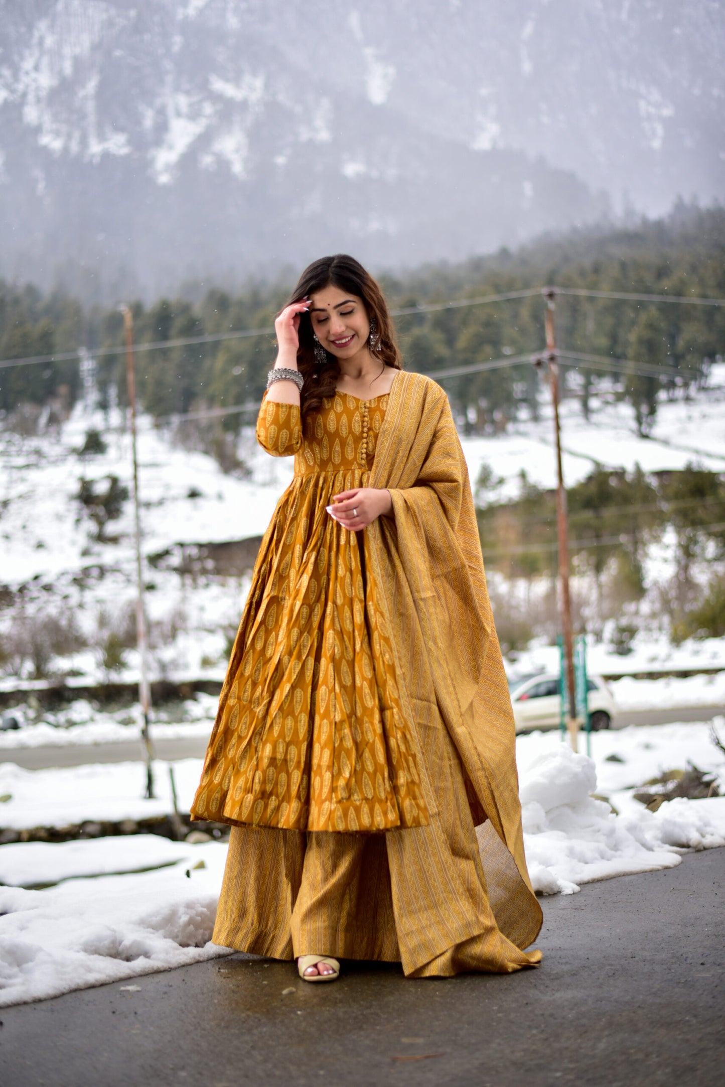 Autumn Glow Pure Maslin Readymade Suit | Heavy Digital Printed Festive Ensemble