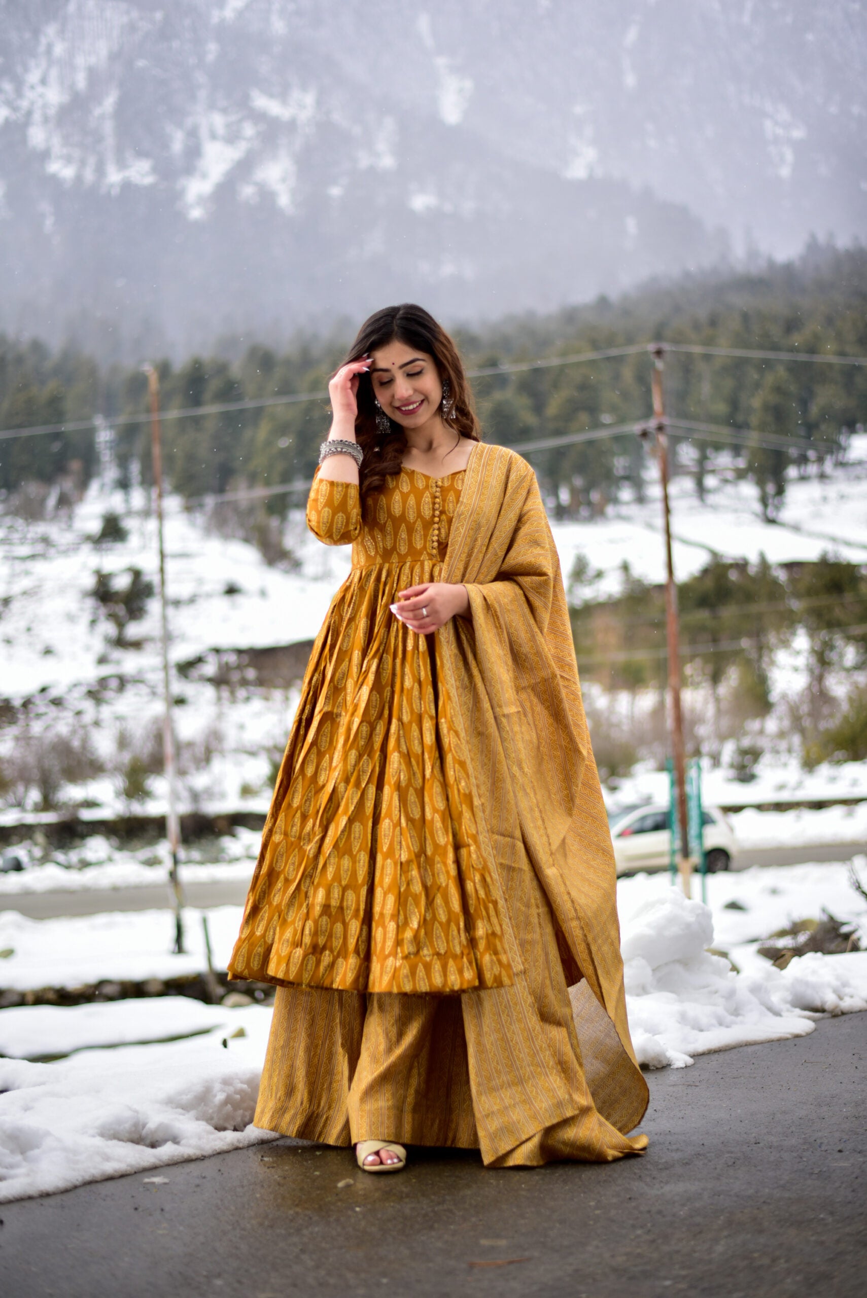 Autumn Glow Pure Maslin Readymade Suit | Heavy Digital Printed Festive Ensemble