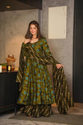 Emerald Forest Pure Maslin Readymade Suit | Heavy Digital Printed Regal Ensemble