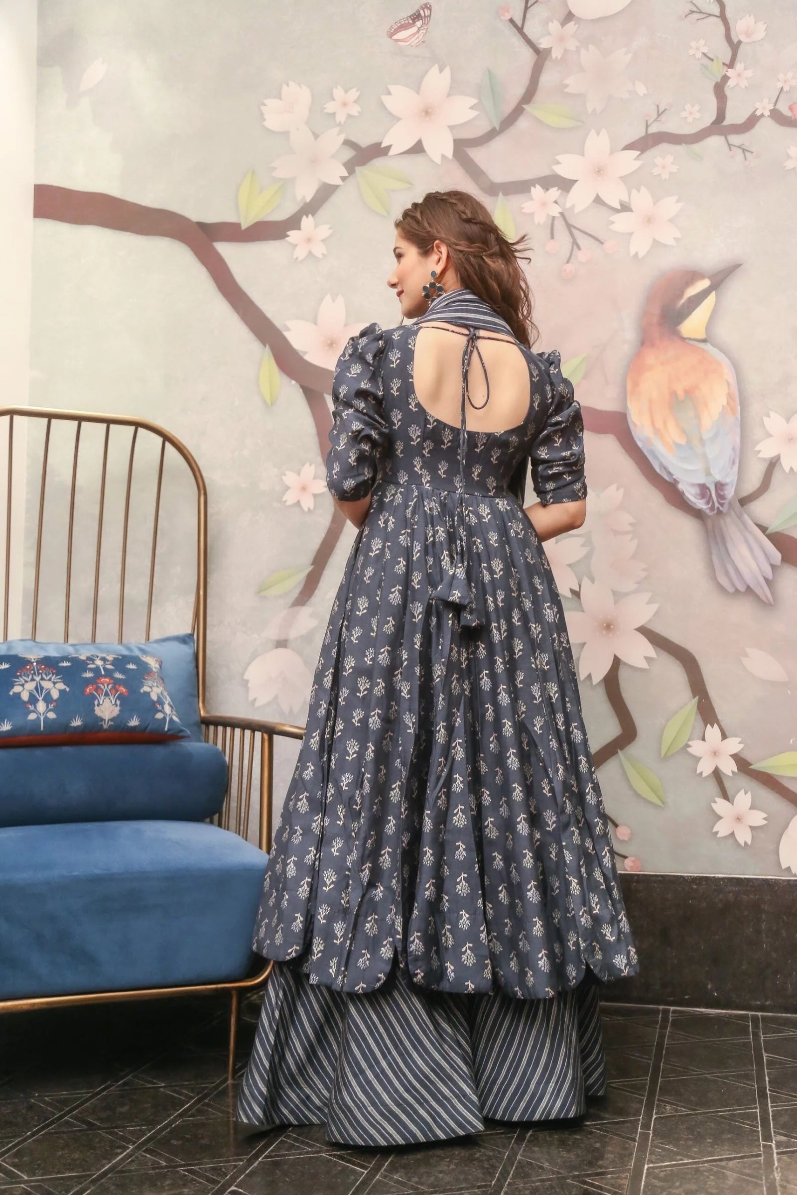 Silver Mist Pure Maslin Readymade Suit | Heavy Digital Printed Contemporary Ensemble