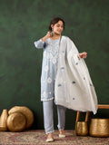 Silver Grey Heavy Rayon Cotton Suit | Embroidered Work with Chanderi Silk Dupatta Couture