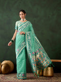 Serene Seagreen Poly Cotton Jacquard Saree | Traditional Wear with Matching Blouse
