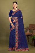 Regal Navy Net Saree | Deep Elegance with Contemporary Grace