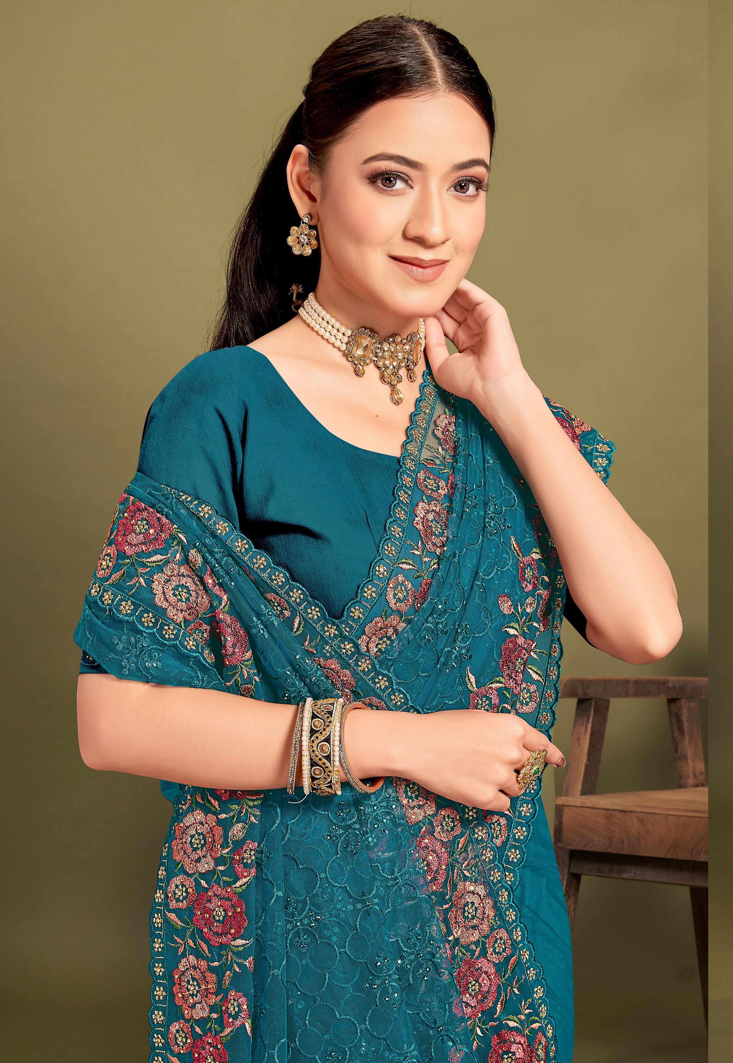 Luminous Peach Net Saree | Soft Elegance with Feminine Charm