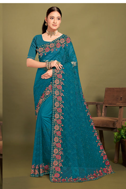 Luminous Peach Net Saree | Soft Elegance with Feminine Charm
