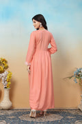 Peach Premium Heavy Rayon Gown | Timeless Chikankari Embroidery Couture