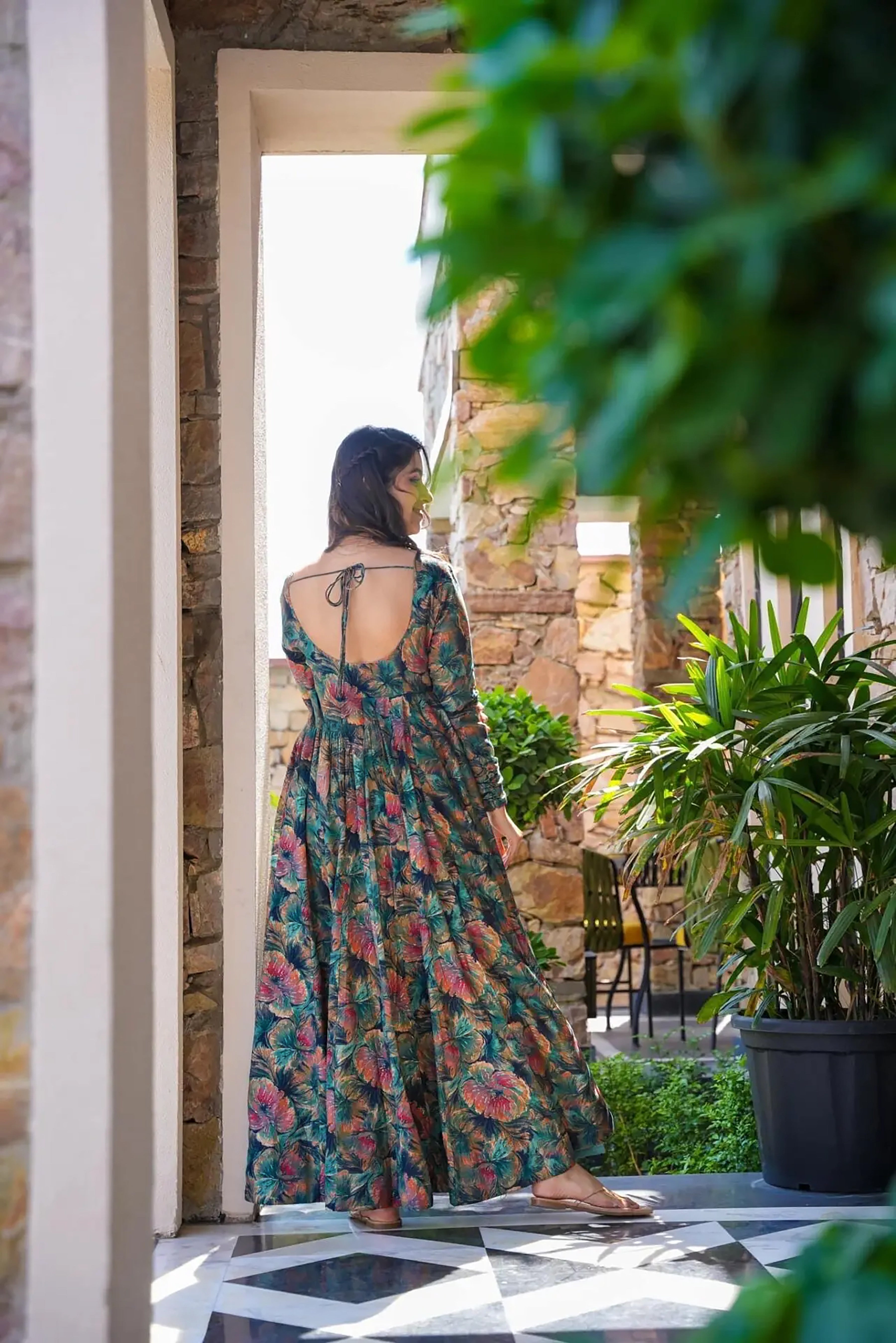 Ocean Breeze Heavy Air Tex Chinon Designer Suit | Printed Serene Ensemble