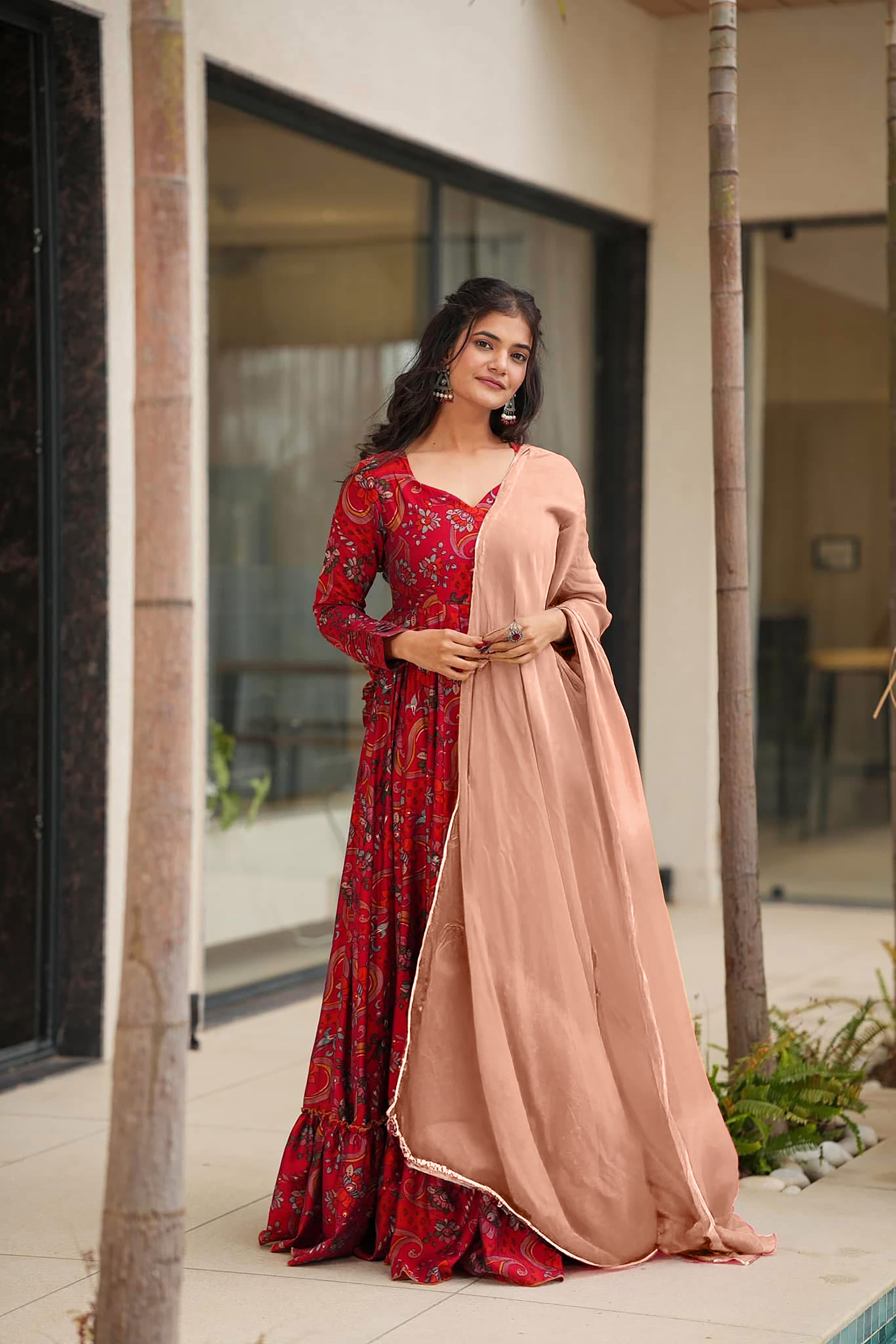 Kaleidoscope Heavy Rayon & Georgette Gown with Dupatta | Multicolor Couture