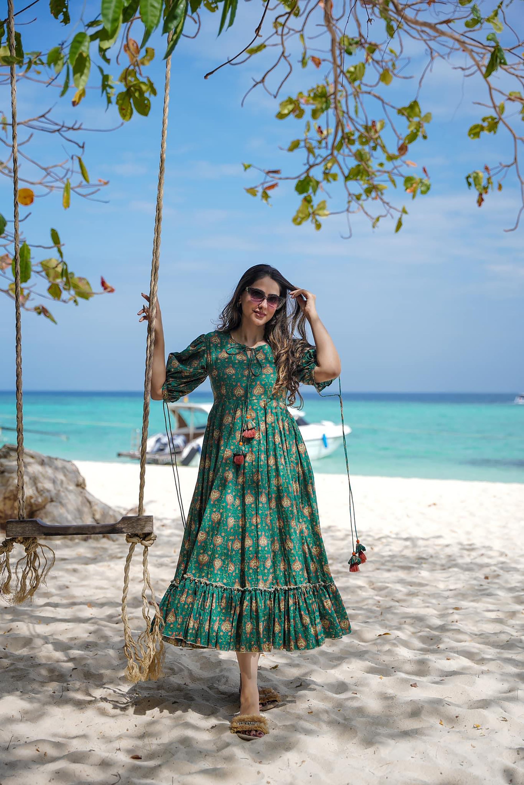 Sunshine Bloom Heavy Rayon Anarkali Gown | Orangey-Yellow Digital Printed Couture