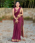 Royal Purple Soft Lichi Silk Saree | Jacquard Border Couture