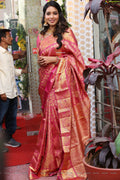 Golden Blush Soft Lichi Silk Saree | Jacquard Border Couture
