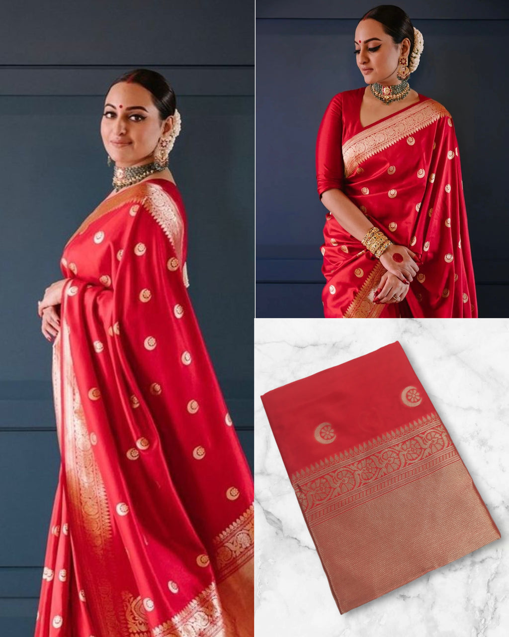 Classic Red Soft Lichi Silk Saree | Rich Pallu & Jacquard Work Couture