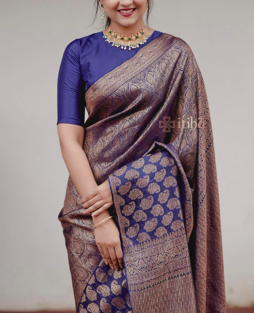 Majestic Navy Blue Soft Lichi Silk Saree | Rich Pallu & Jacquard Work Couture