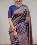Majestic Navy Blue Soft Lichi Silk Saree | Rich Pallu & Jacquard Work Couture