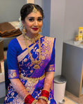Serene Blue Soft Lichi Silk Saree | Rich Pallu & Jacquard Work Couture