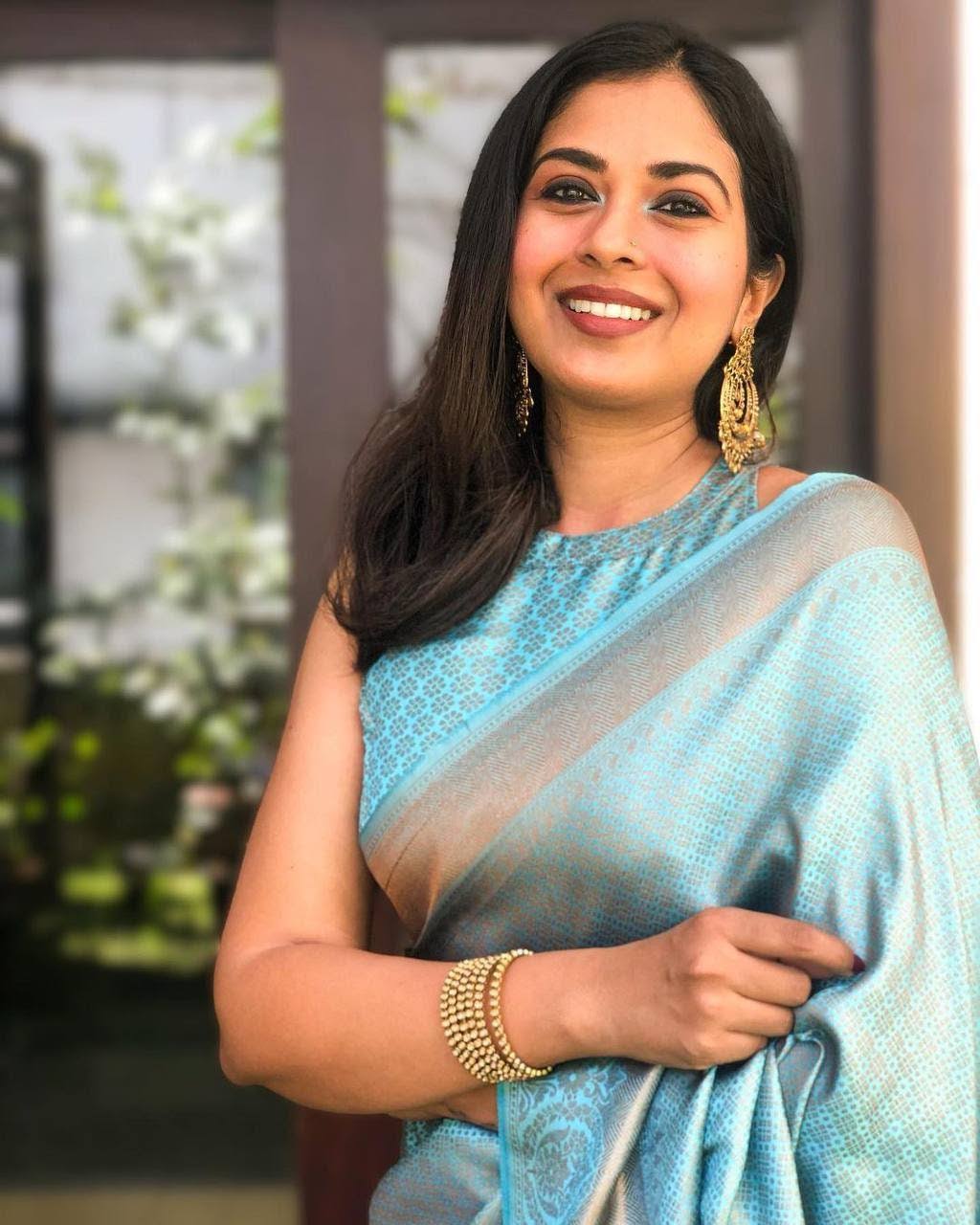 Sky Blue Soft Lichi Silk Saree | All Over Work Jacquard Couture