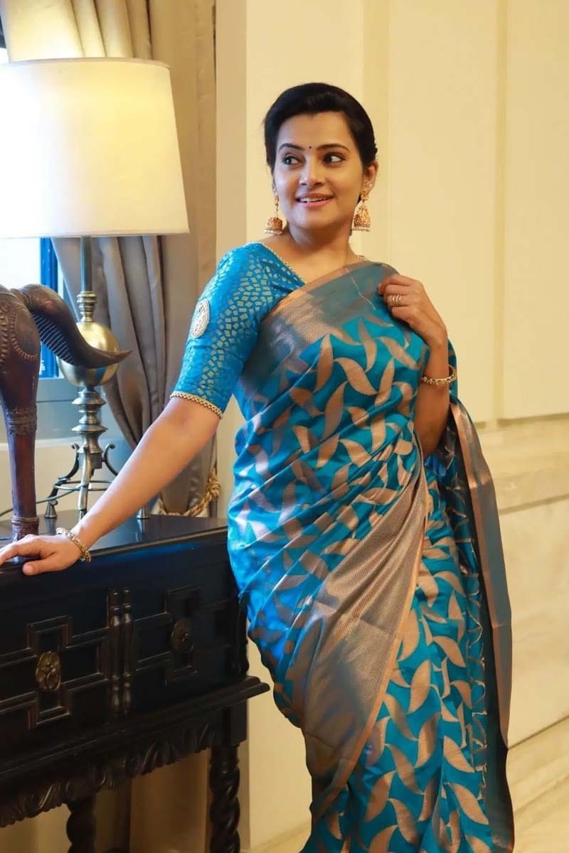 Enchanting Firozi Soft Lichi Silk Saree | Heavy Brocade Jacquard Work Couture