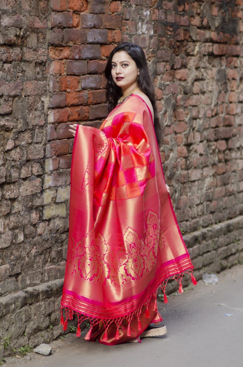Blush Pink Soft Lichi Silk Saree | Beautiful Rich Pallu & Jacquard with Zahlar